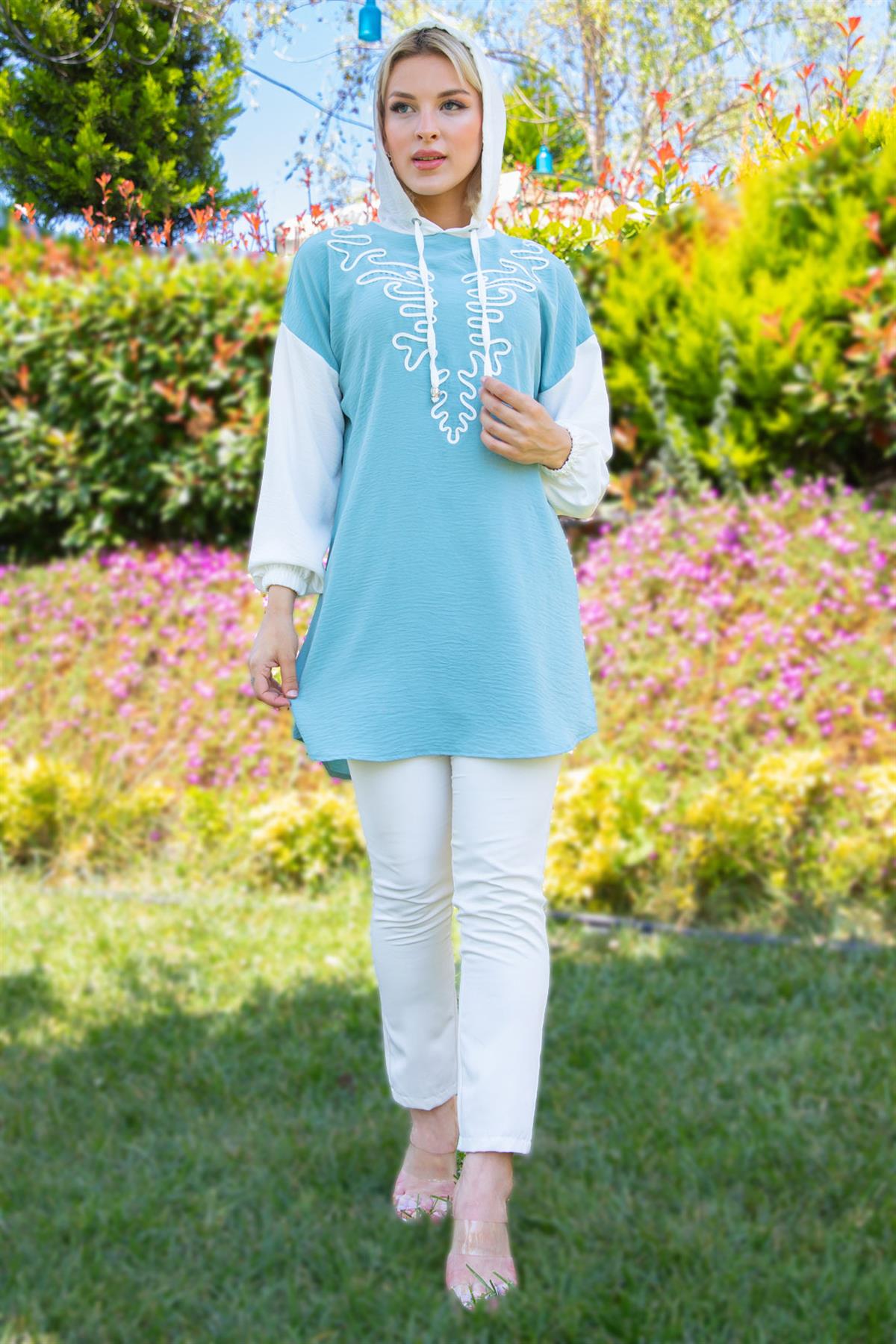 Kapüşonlu Aerobin Tunik Mint