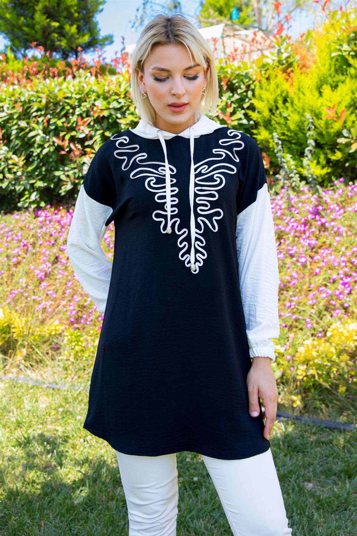 Kapüşonlu Aerobin Tunik Siyah