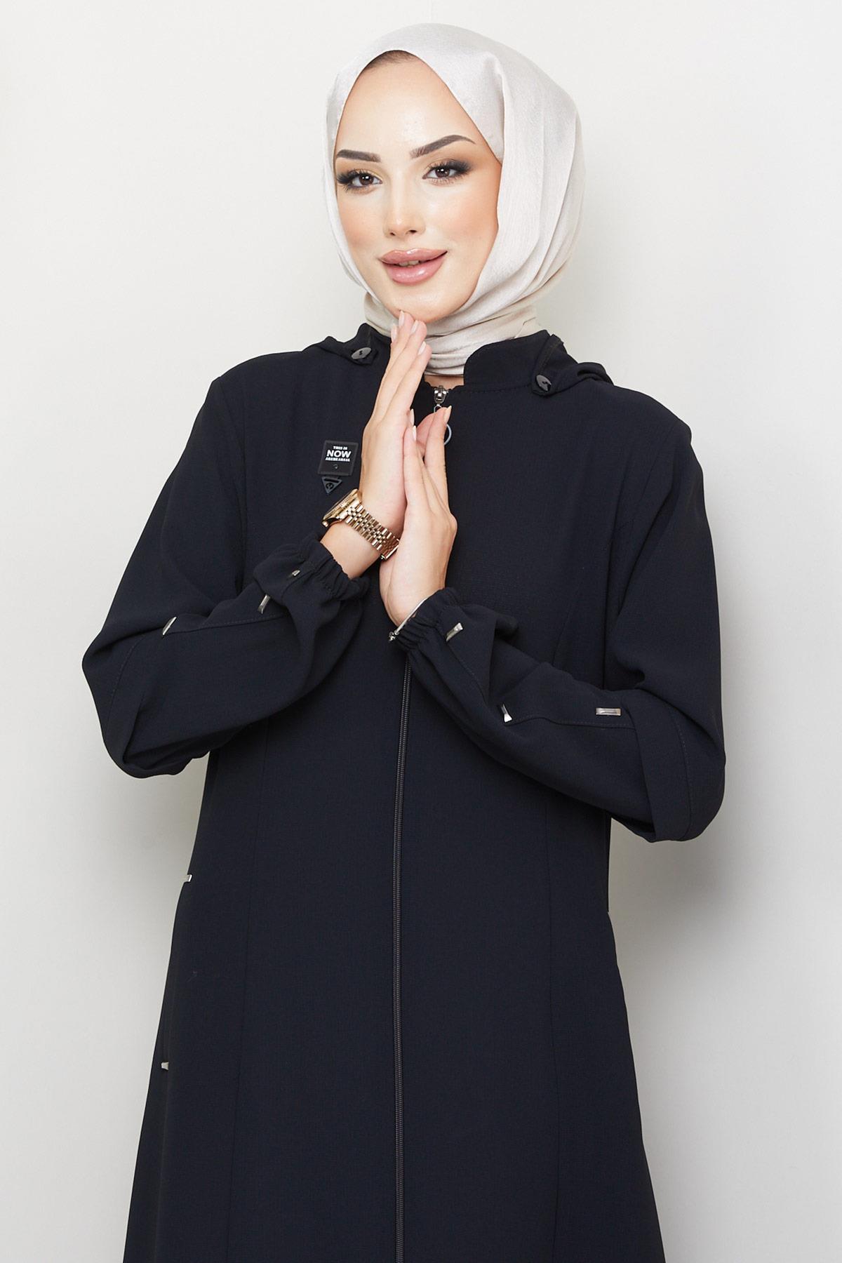 Kapüşonlu Ferace Siyah HM2259