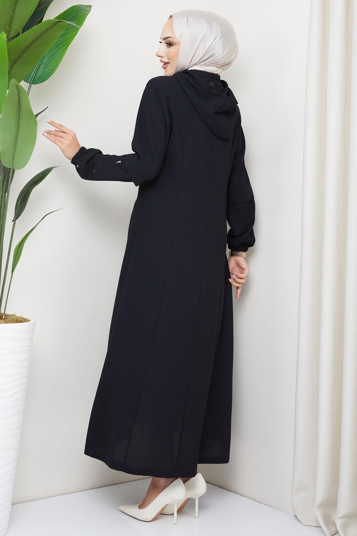 Kapüşonlu Ferace Siyah HM2259