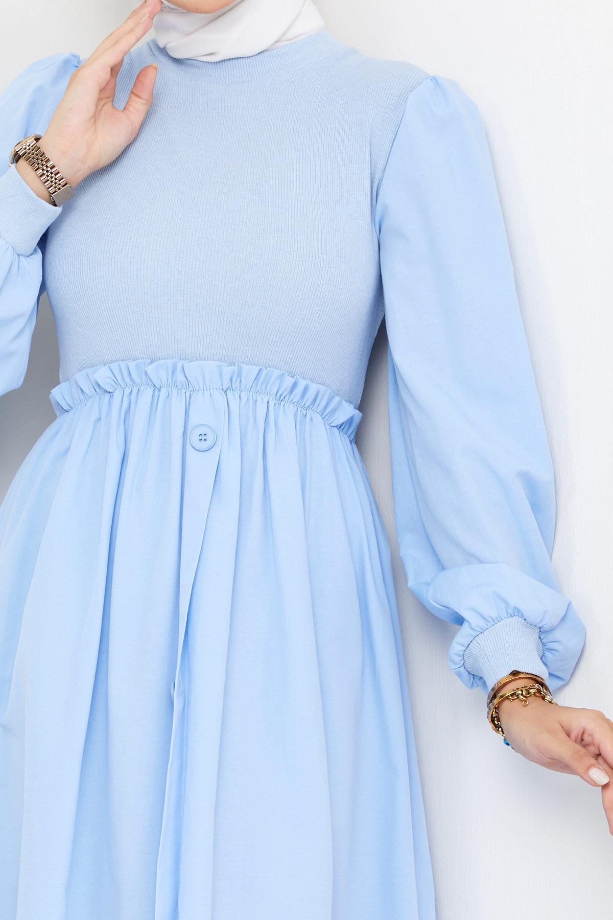 Kaşkorse Garnili Elbise Bebe Mavisi HM2249