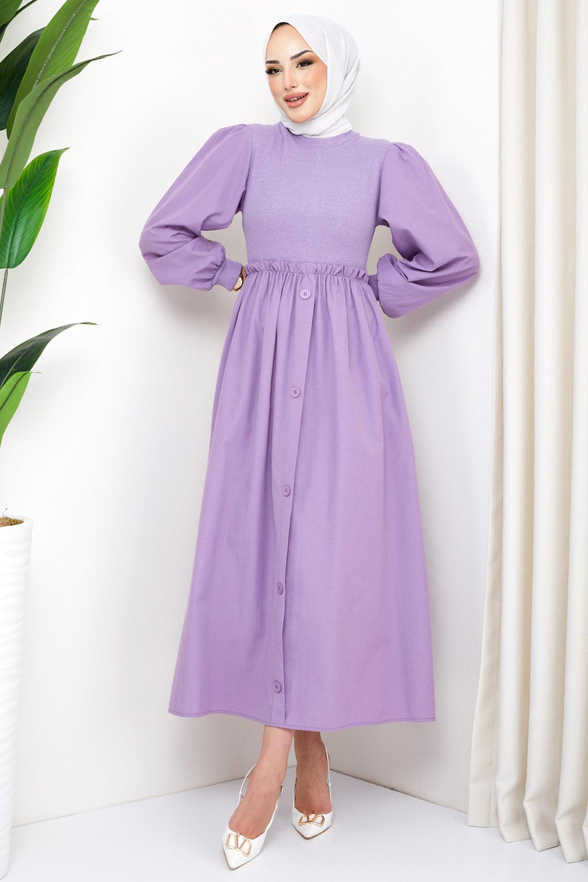 Kaşkorse Garnili Elbise Lila HM2249