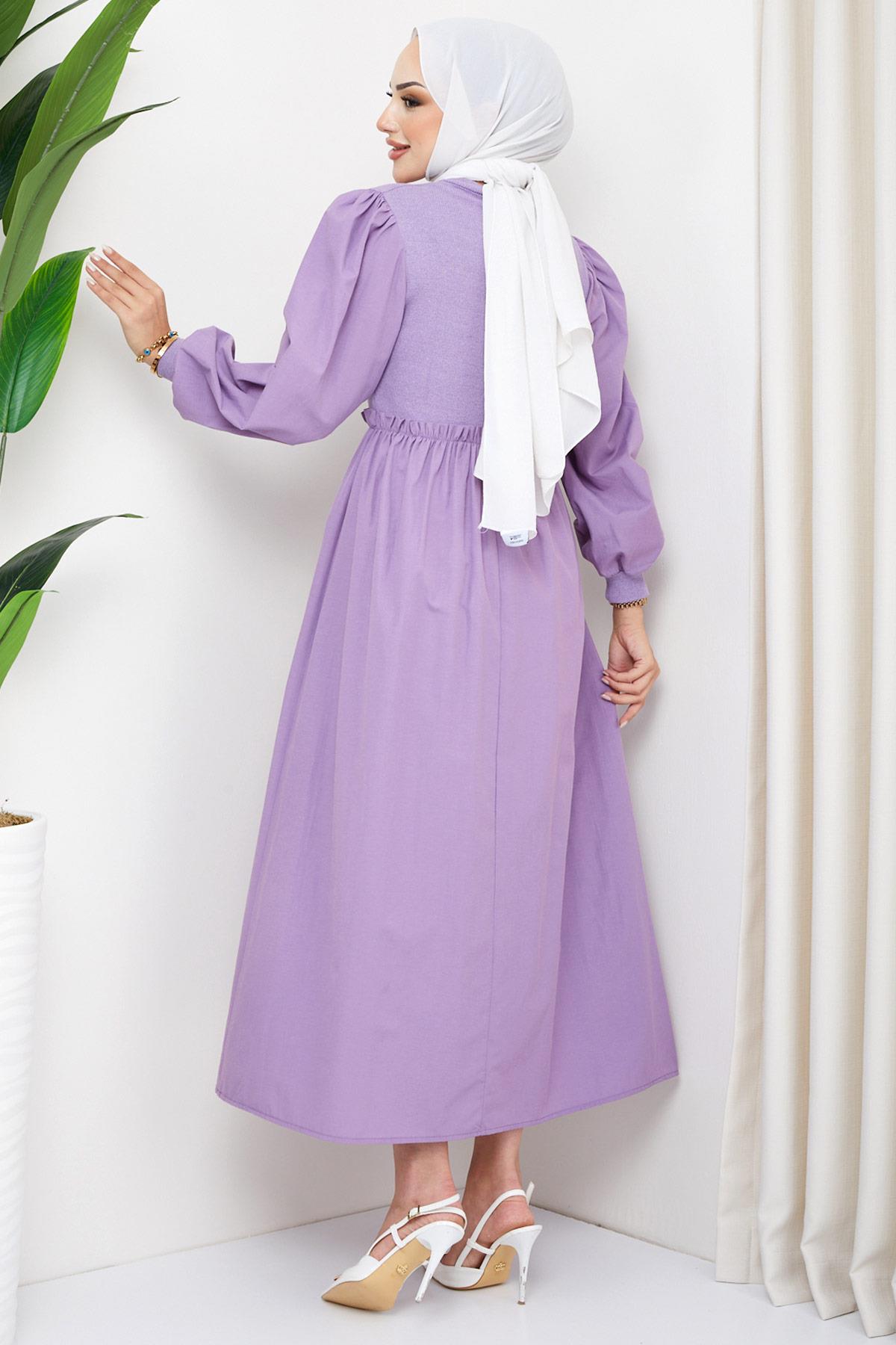 Kaşkorse Garnili Elbise Lila HM2249