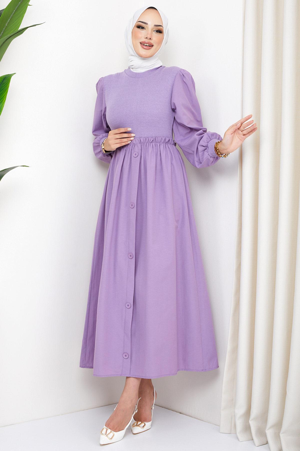 Kaşkorse Garnili Elbise Lila HM2249