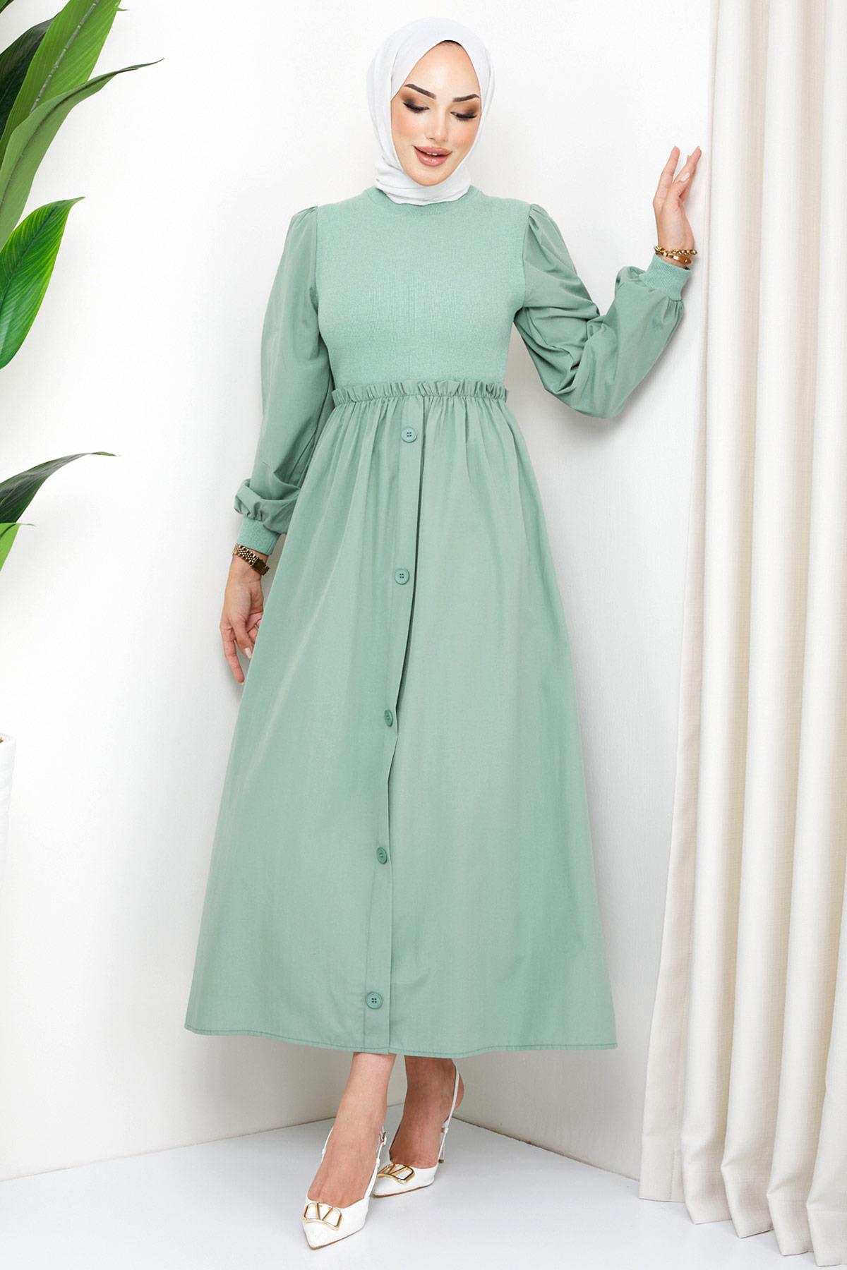 Kaşkorse Garnili Elbise Mint HM2249