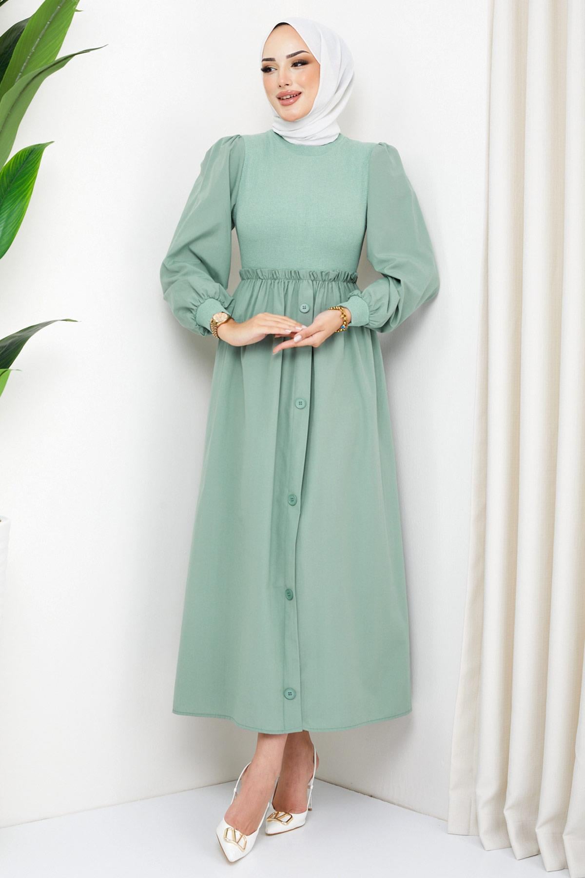 Kaşkorse Garnili Elbise Mint HM2249