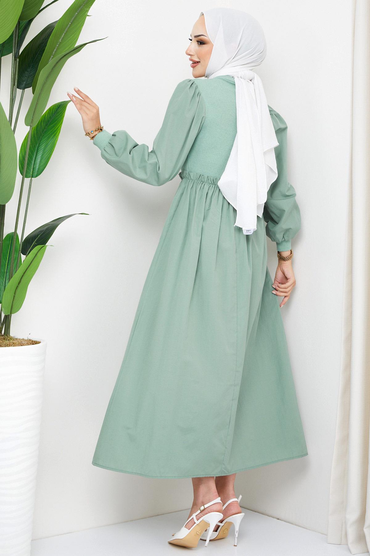 Kaşkorse Garnili Elbise Mint HM2249