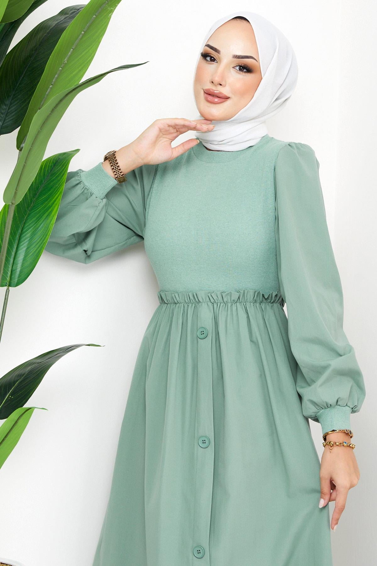Kaşkorse Garnili Elbise Mint HM2249