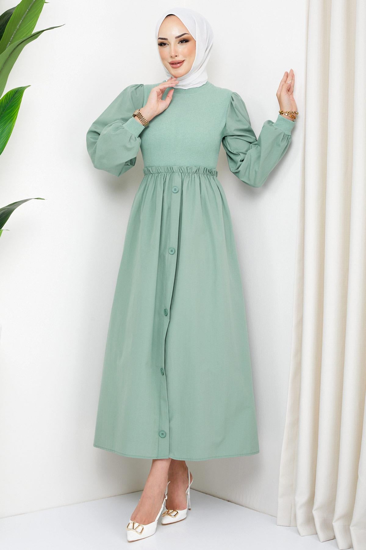 Kaşkorse Garnili Elbise Mint HM2249