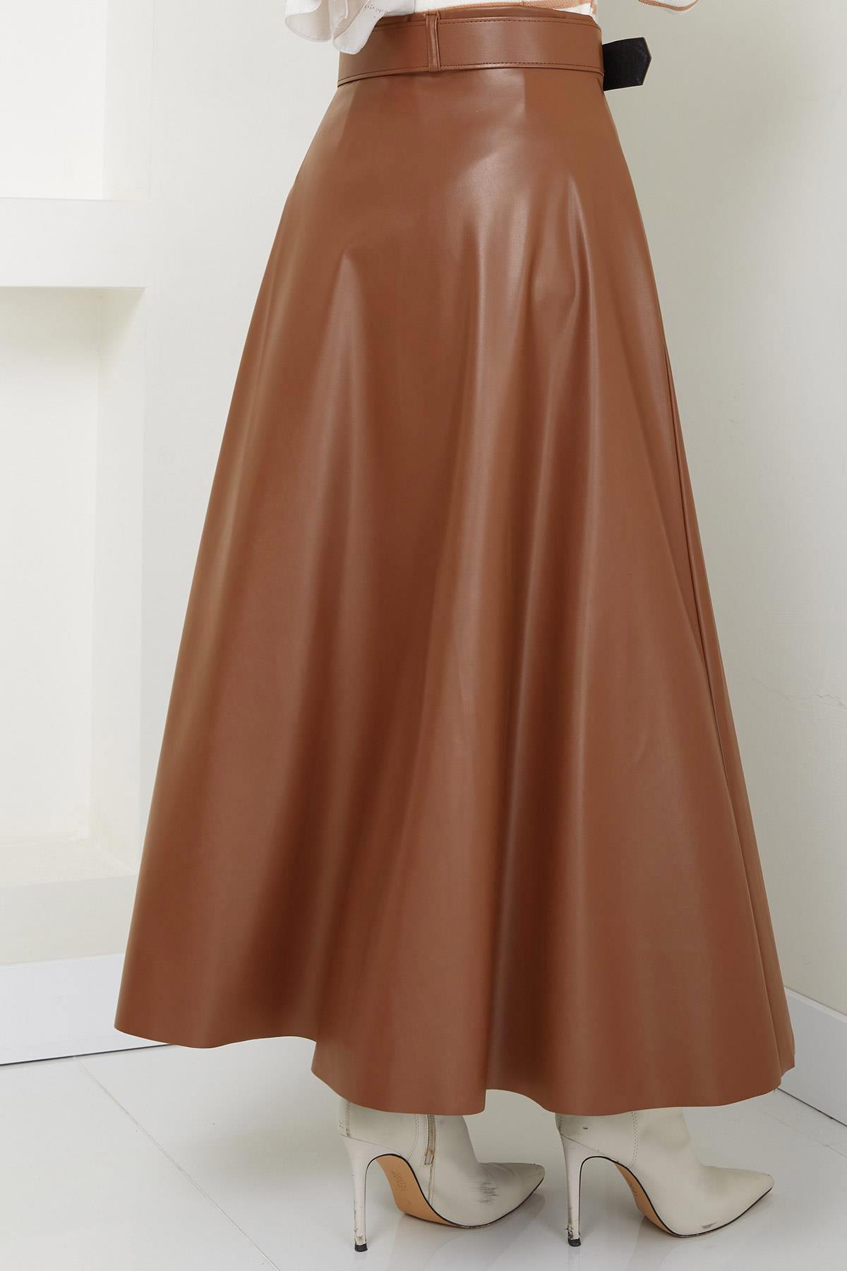 Kemerli Deri Etek Taba HM2641