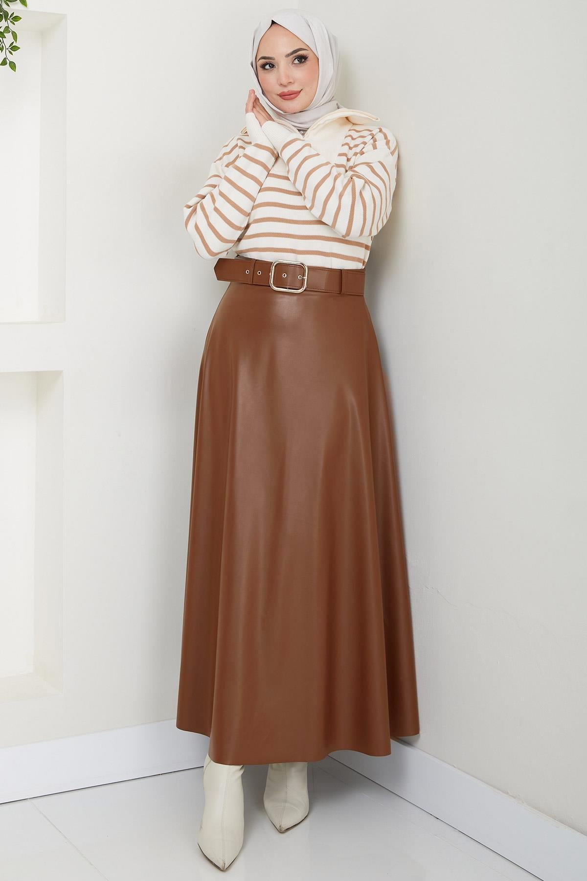 Kemerli Deri Etek Taba HM2641