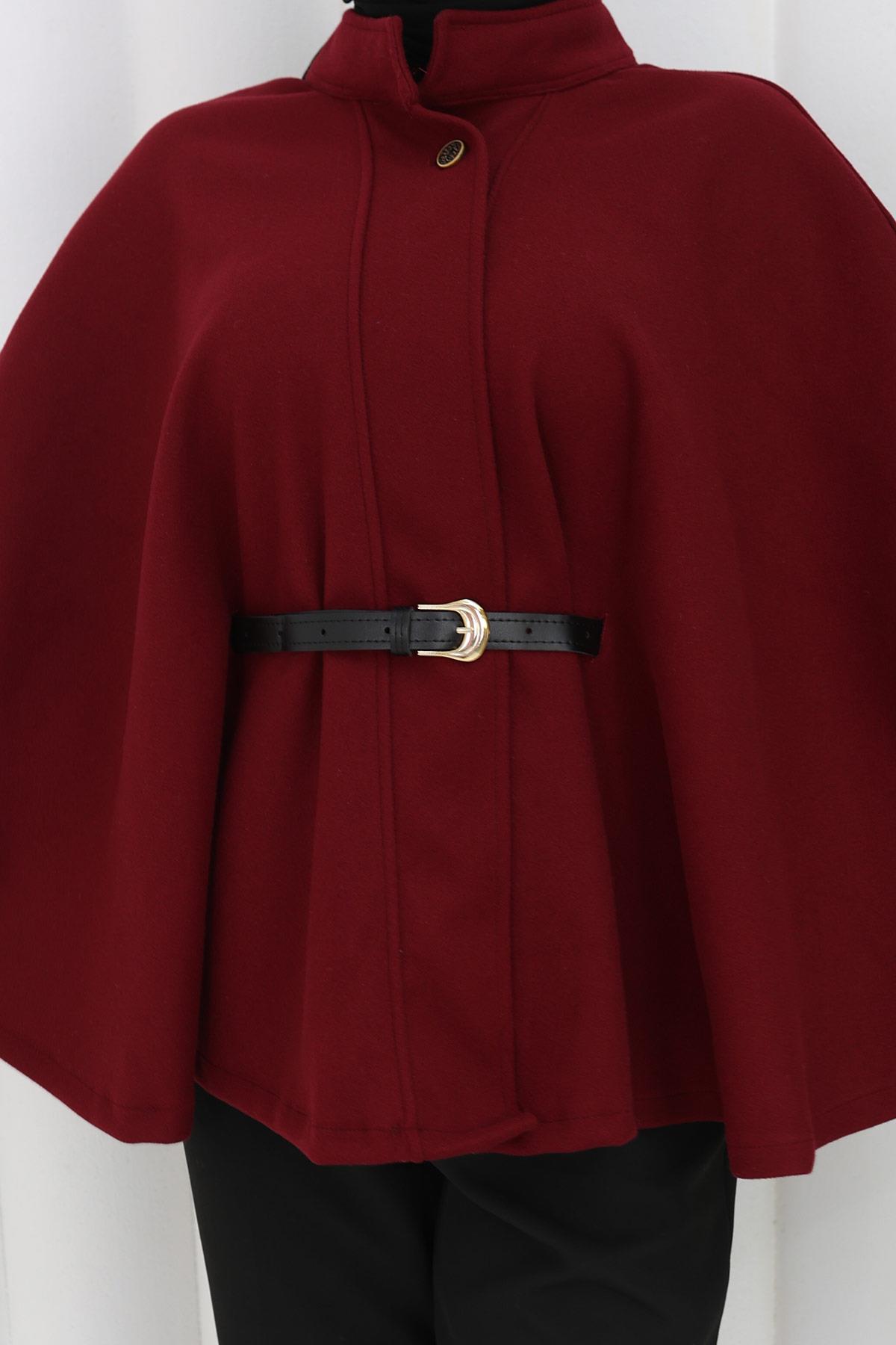 Kemerli Kaşe Panço Bordo HM2842