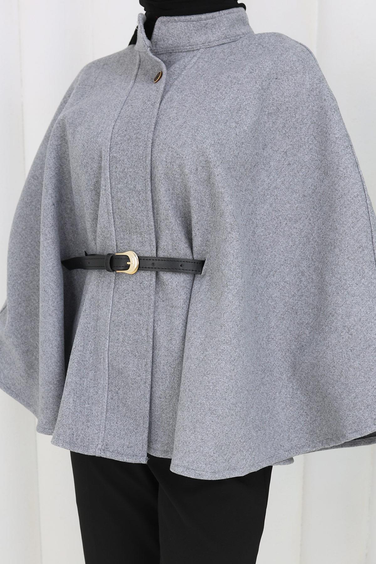 Kemerli Kaşe Panço Gri HM2842