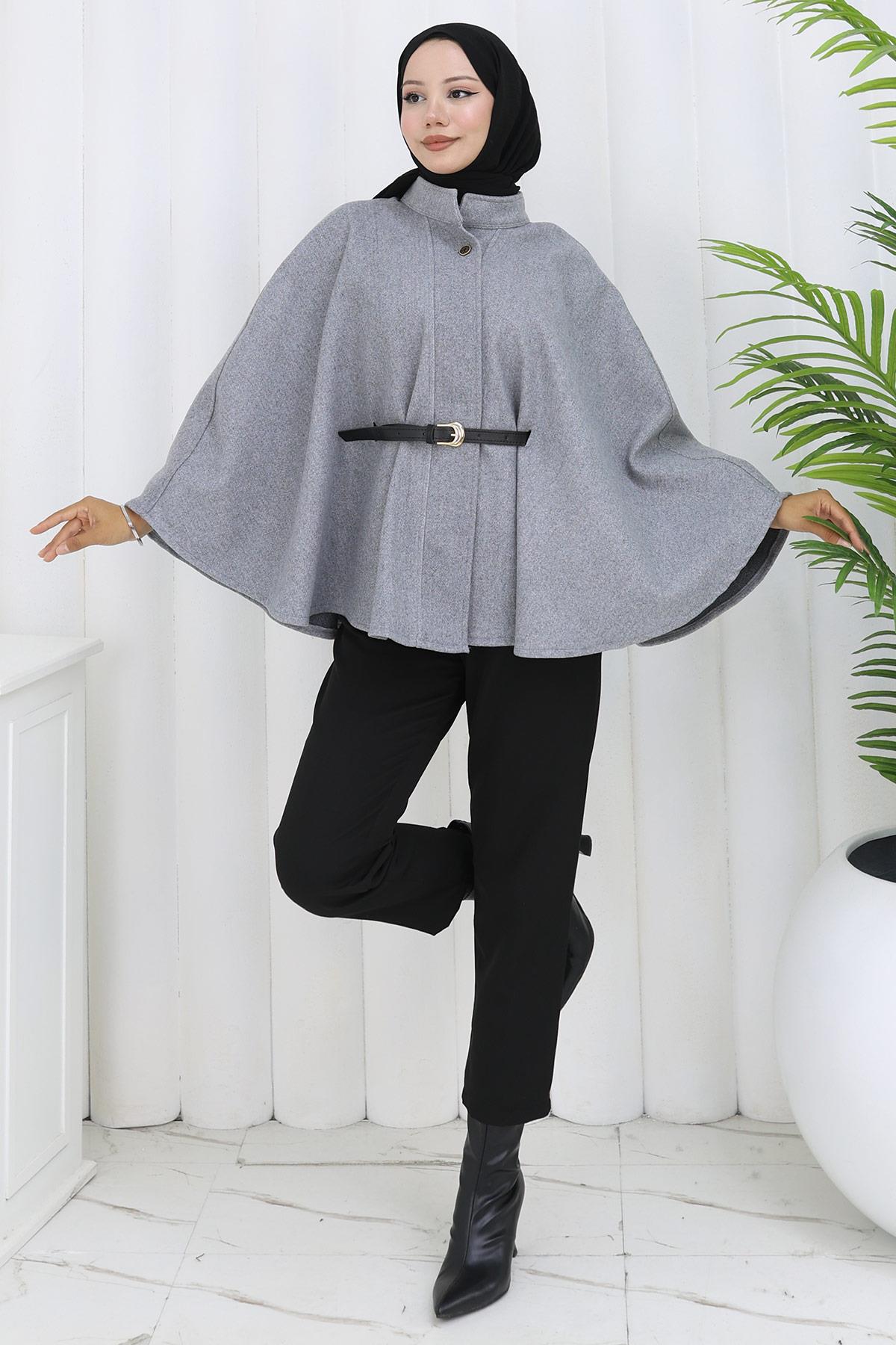 Kemerli Kaşe Panço Gri HM2842