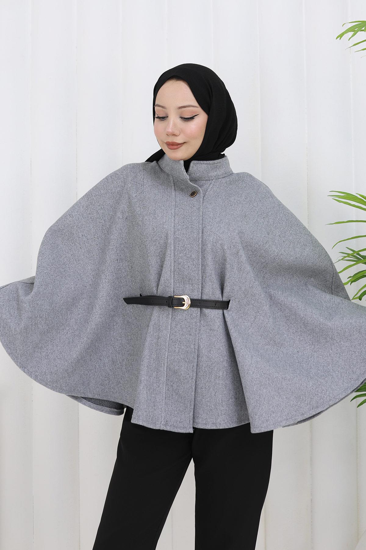 Kemerli Kaşe Panço Gri HM2842