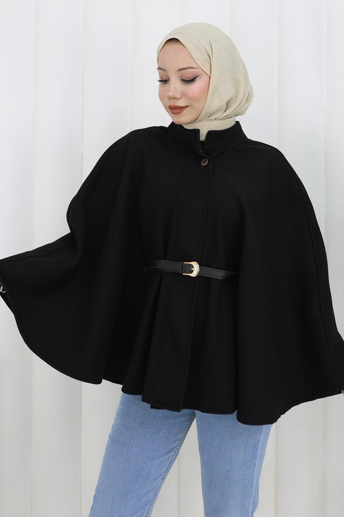 Kemerli Kaşe Panço Siyah HM2842