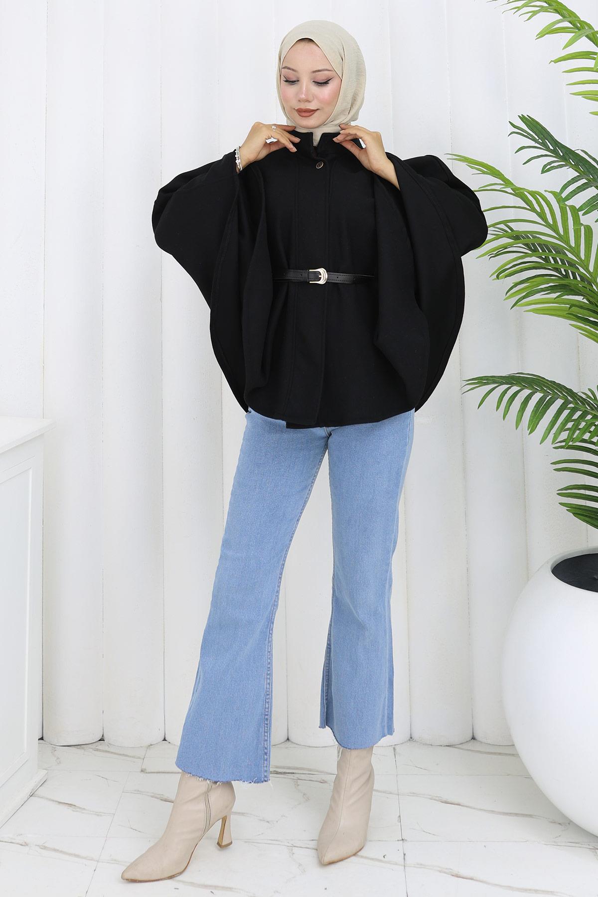 Kemerli Kaşe Panço Siyah HM2842