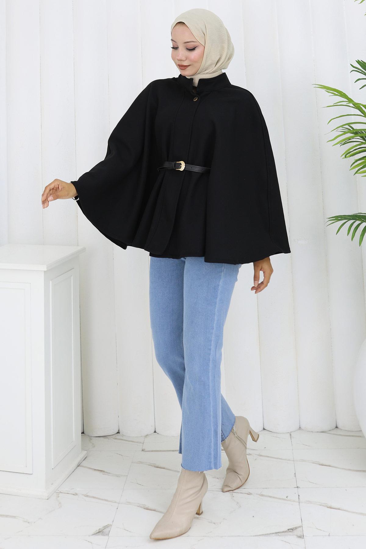 Kemerli Kaşe Panço Siyah HM2842