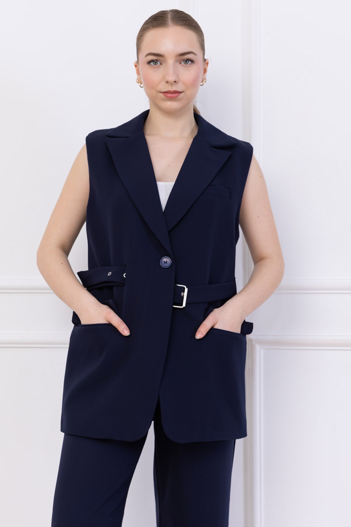 Kemerli Yelekli Takım Lacivert HM2749