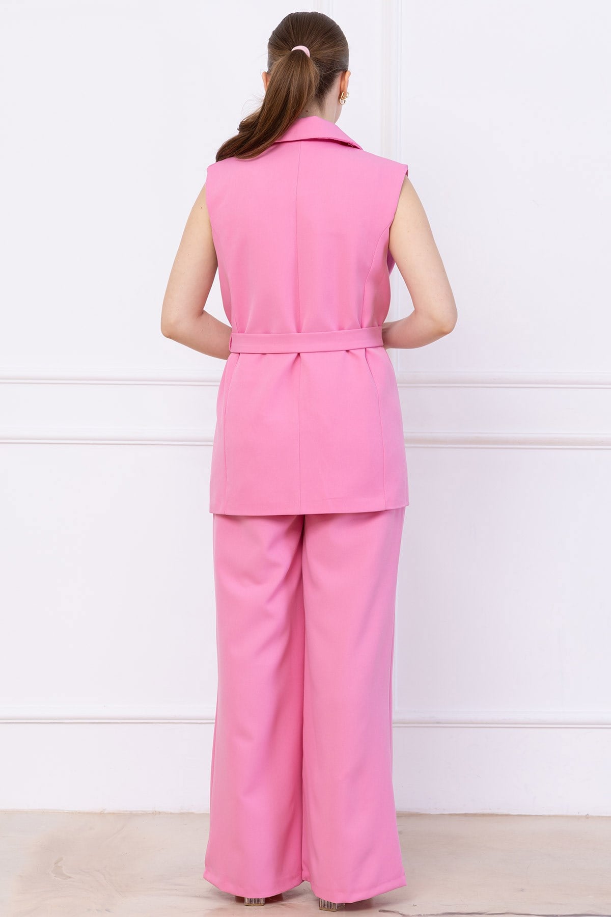 Kemerli Yelekli Takım Pembe HM2749