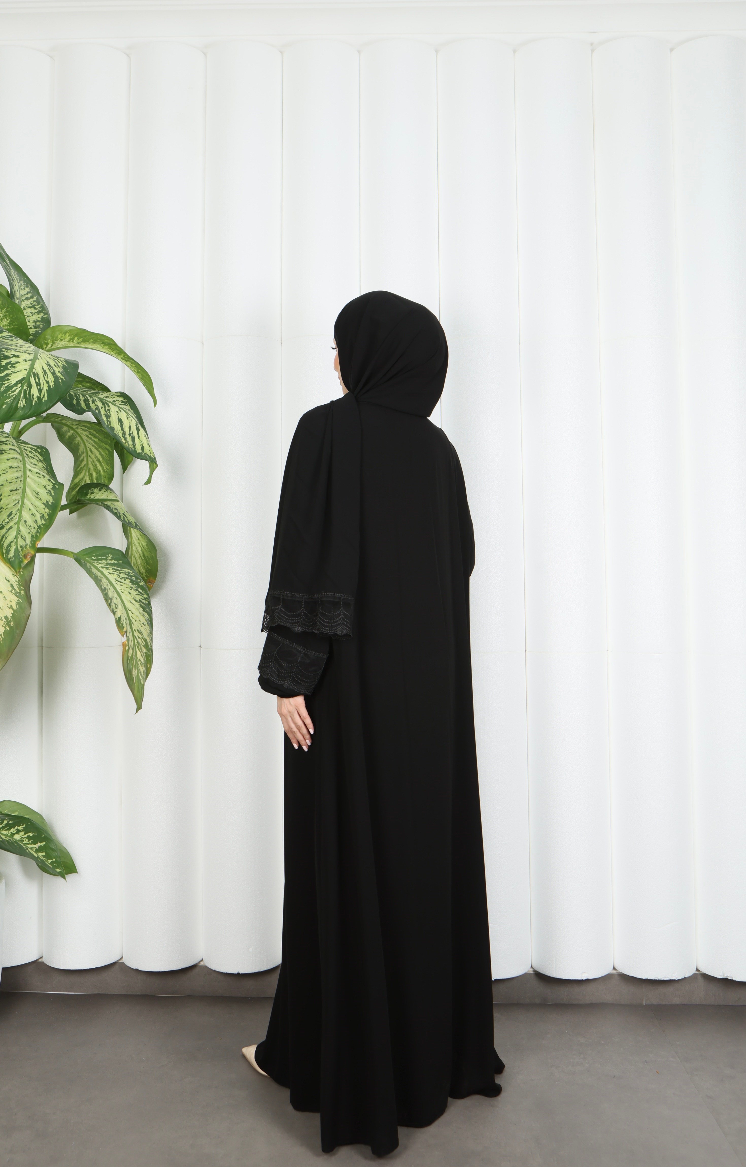 Kendinden Şallı Fermuarlı Namaz Elbise Siyah HNT7068