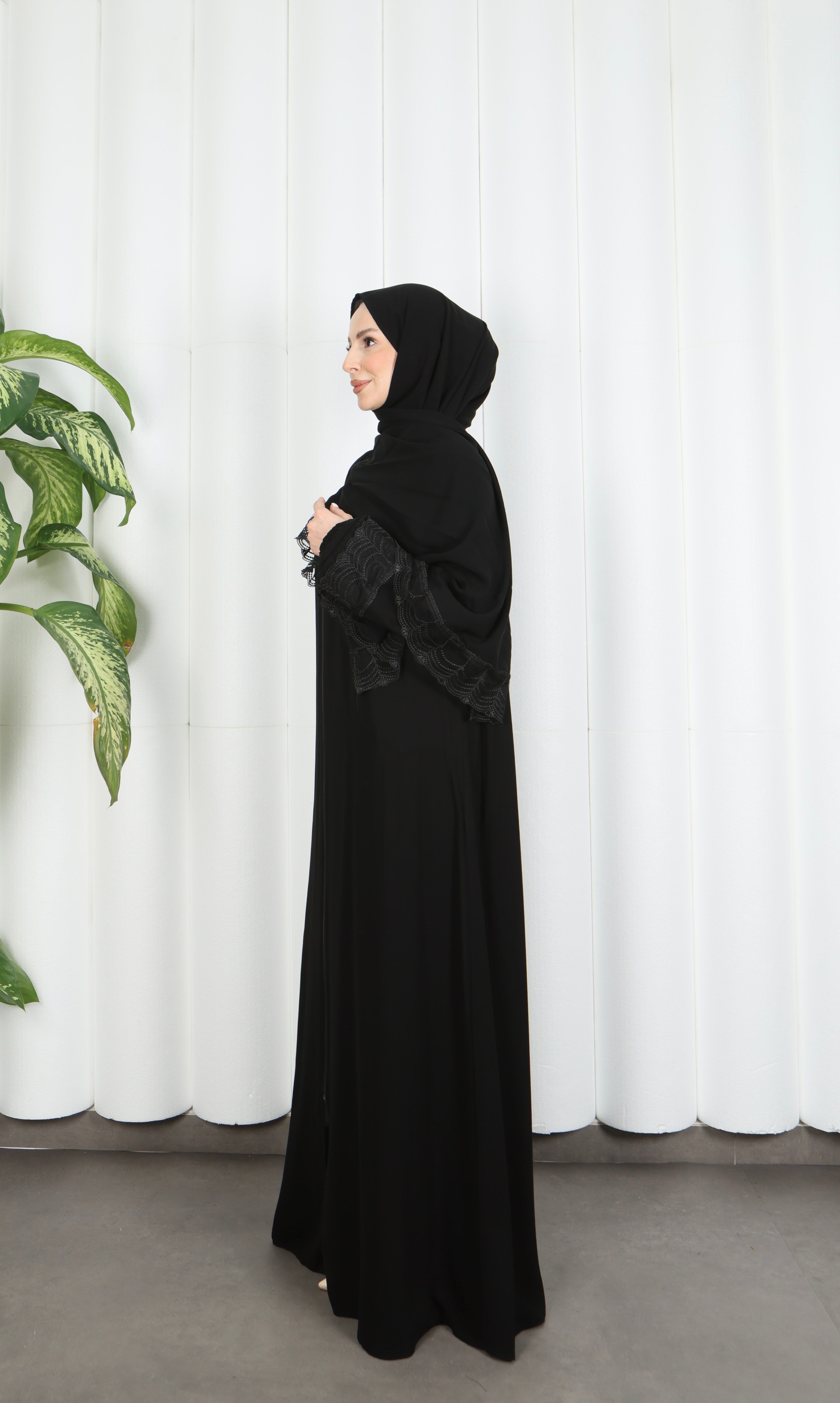 Kendinden Şallı Fermuarlı Namaz Elbise Siyah HNT7068