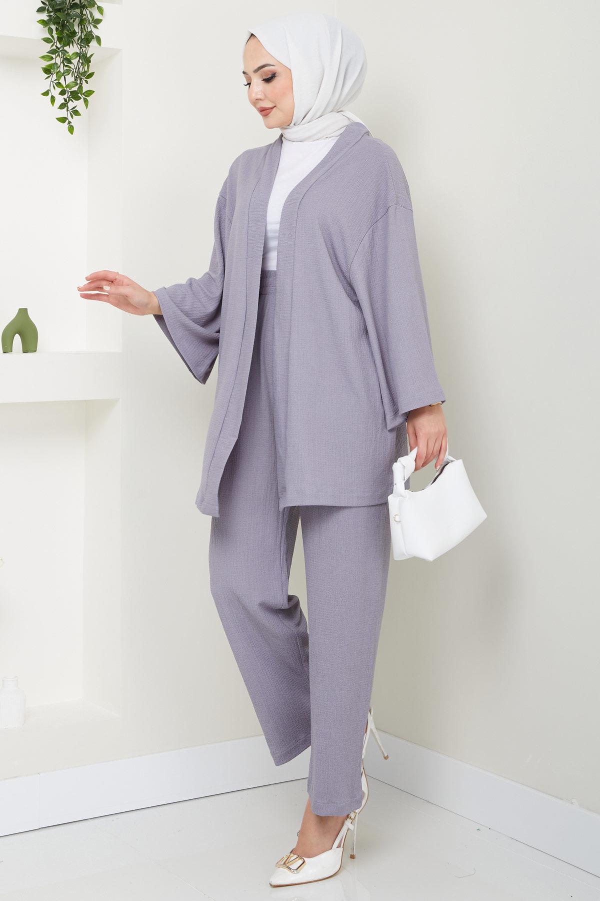Kimono Pantolon Takım Gri HM2434
