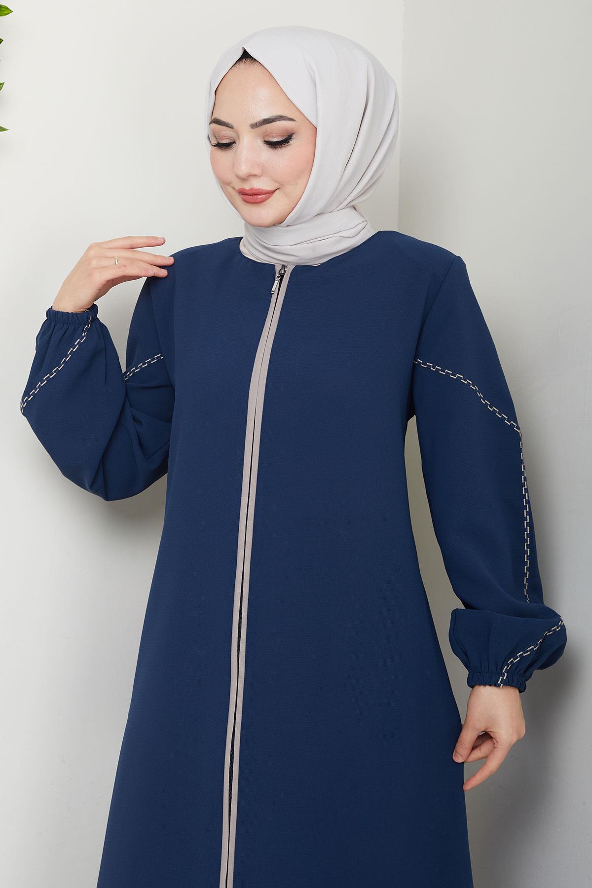 Kolları Nakışlı Ferace İndigo HM2721