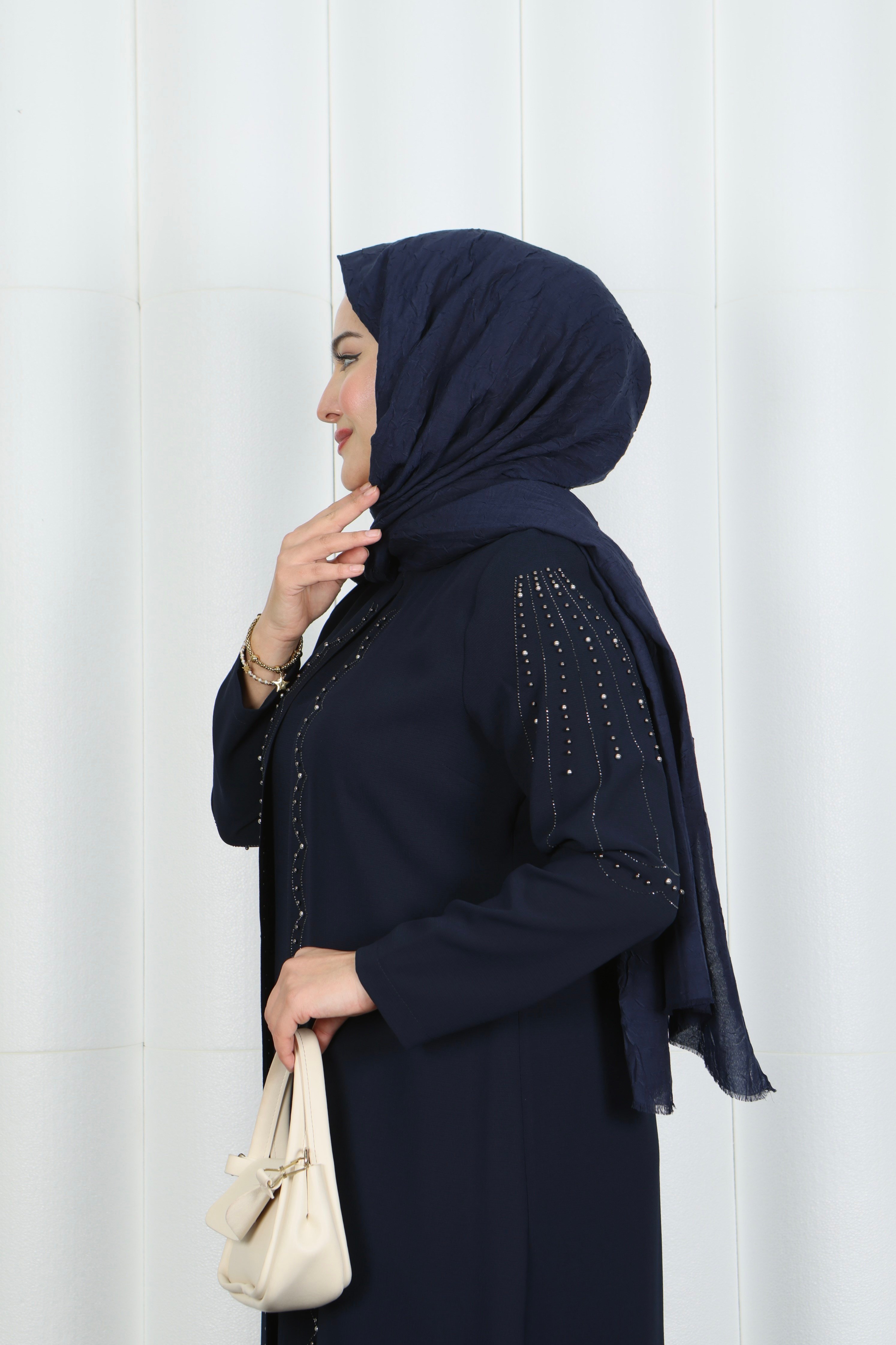 Kolları Taşlı Büyük Beden İkili Takım  Anne Takımı Lacivert HNT7097