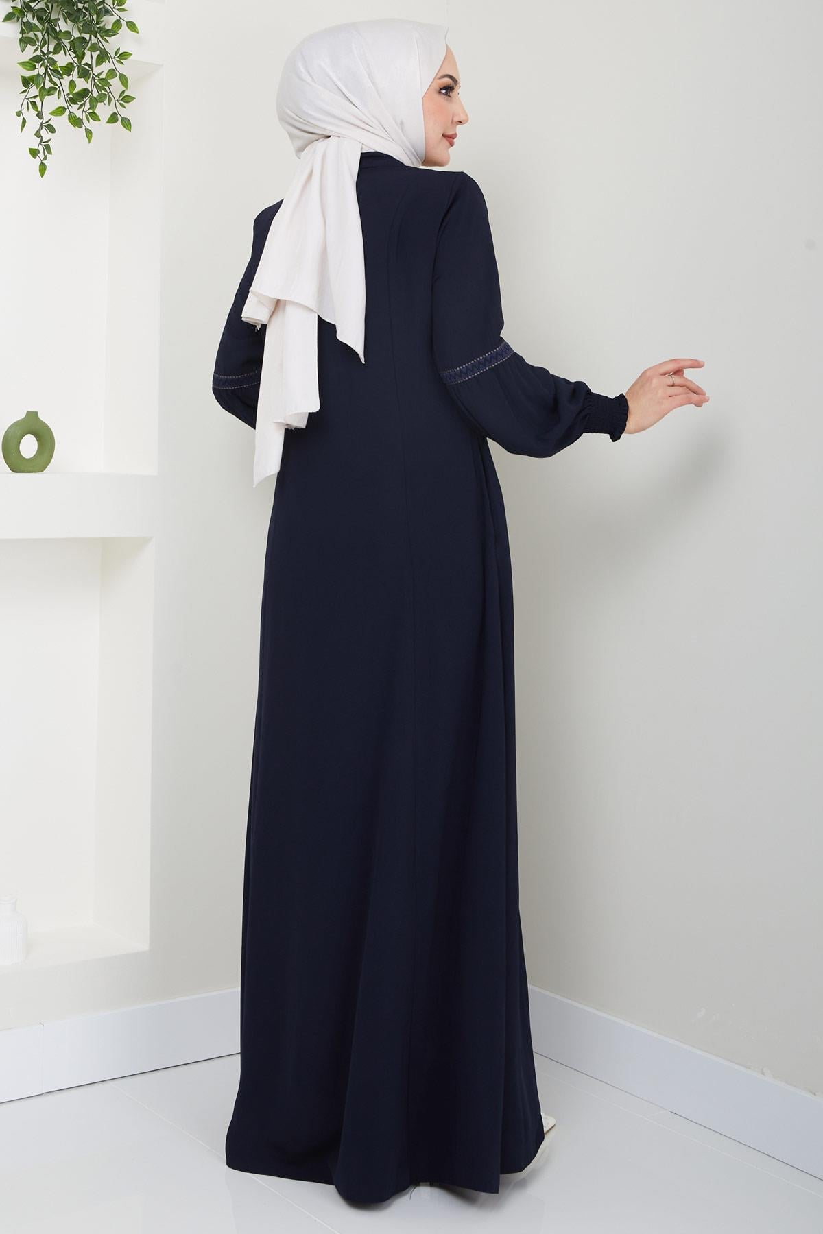Kolu Nakışlı Ferace Lacivert HM2412
