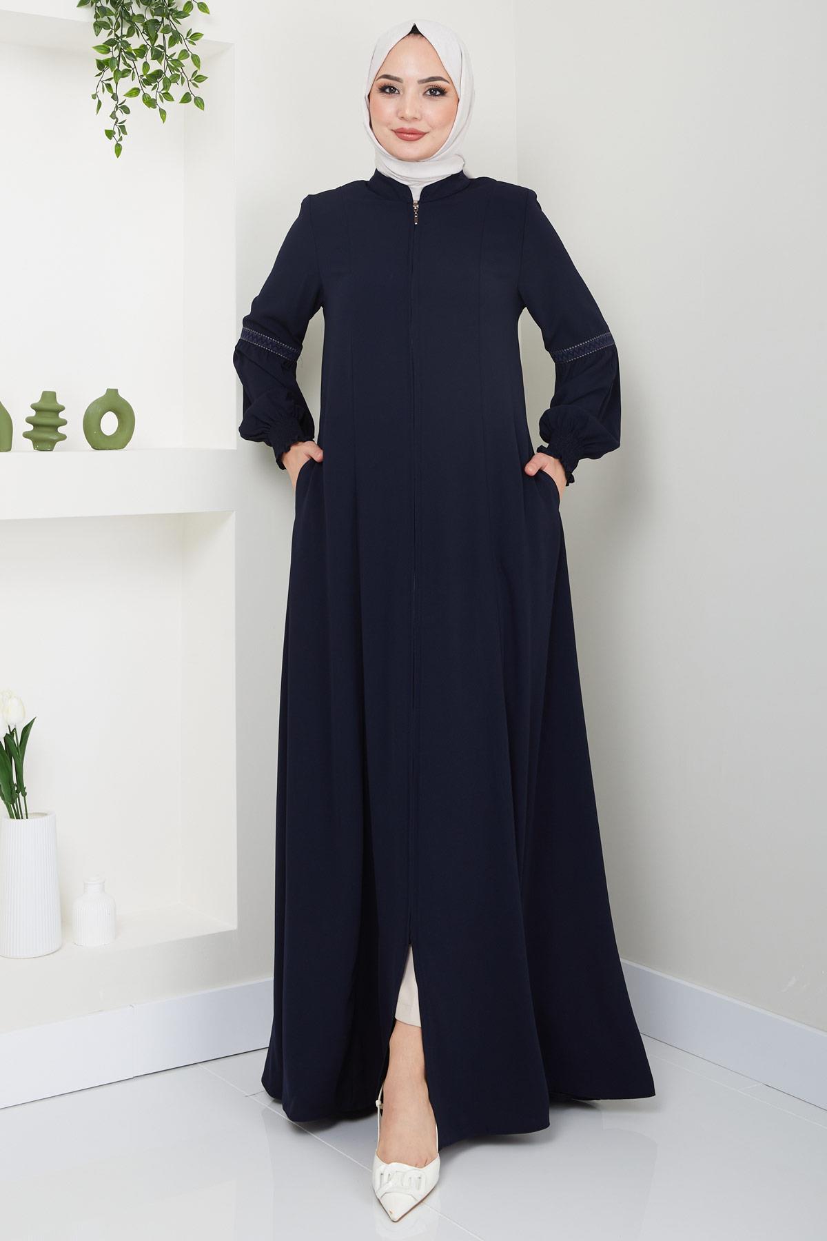 Kolu Nakışlı Ferace Lacivert HM2412