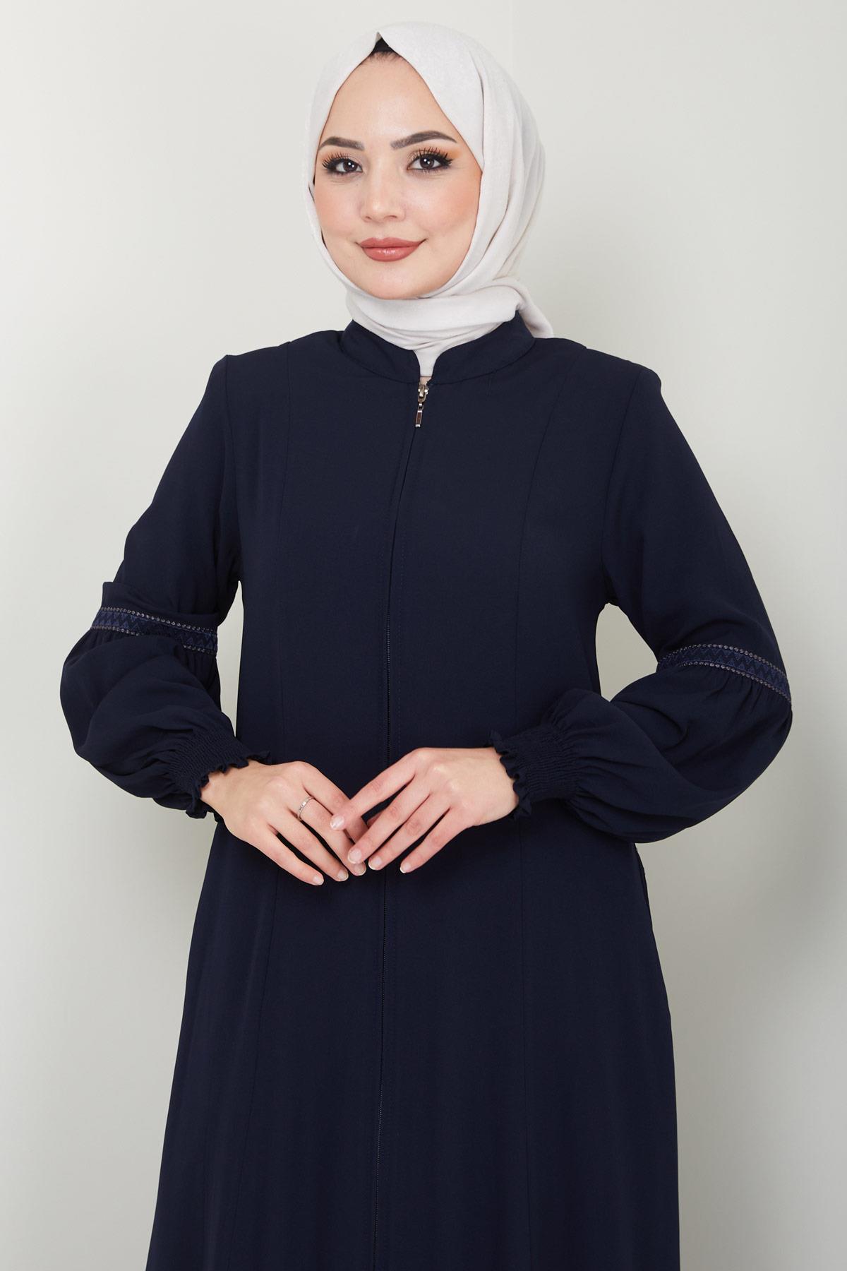 Kolu Nakışlı Ferace Lacivert HM2412