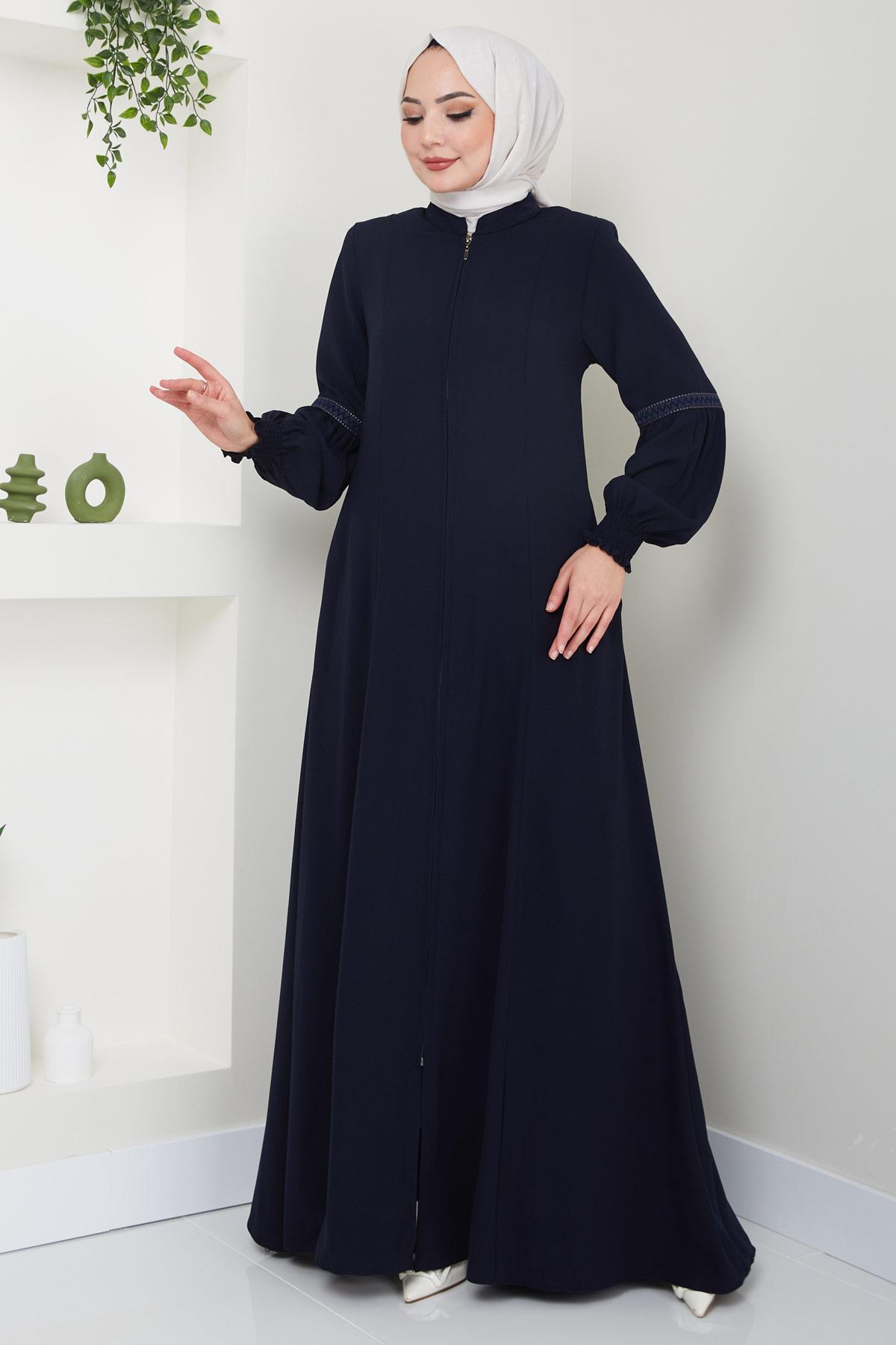 Kolu Nakışlı Ferace Lacivert HM2412