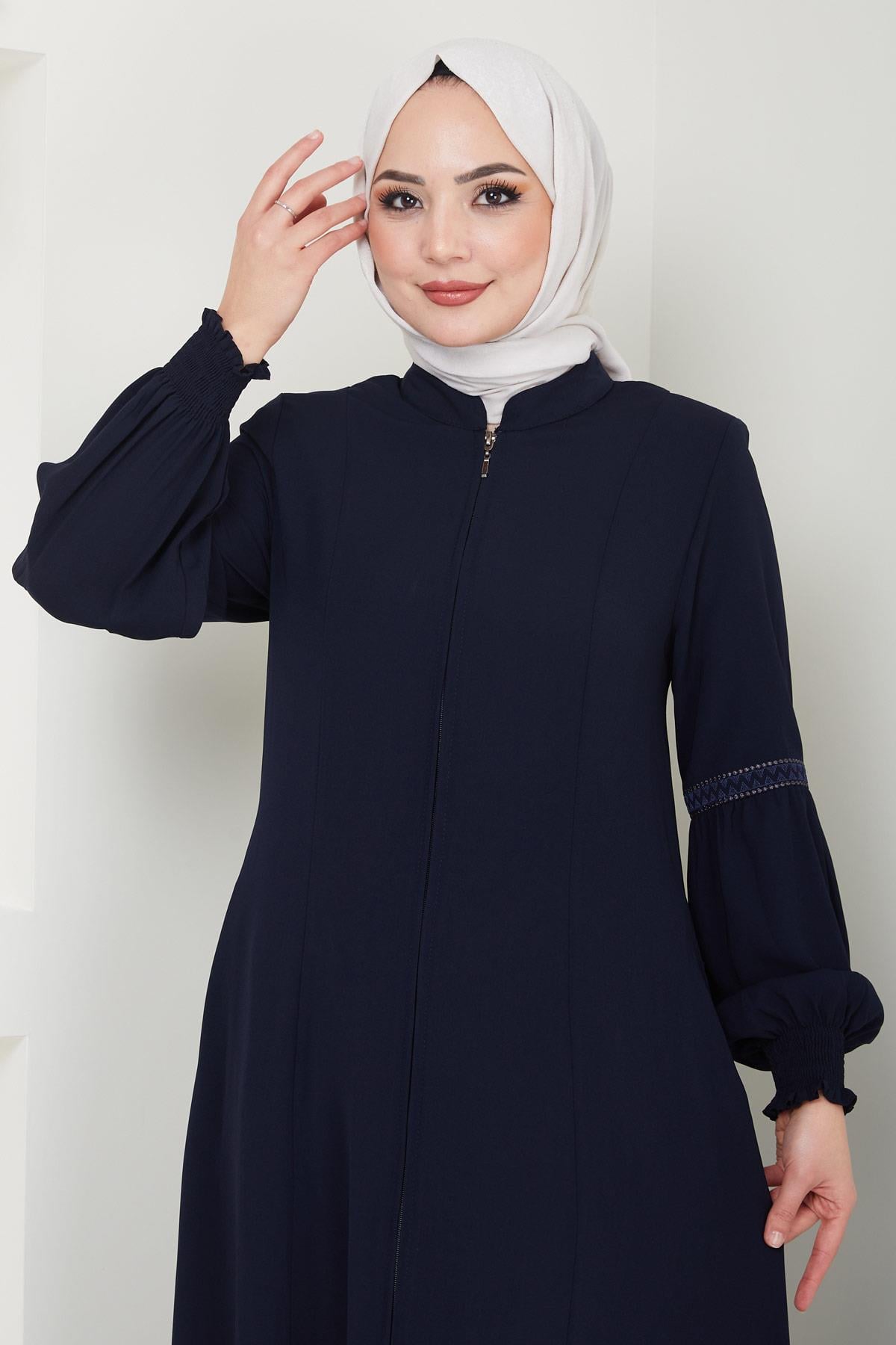 Kolu Nakışlı Ferace Lacivert HM2412