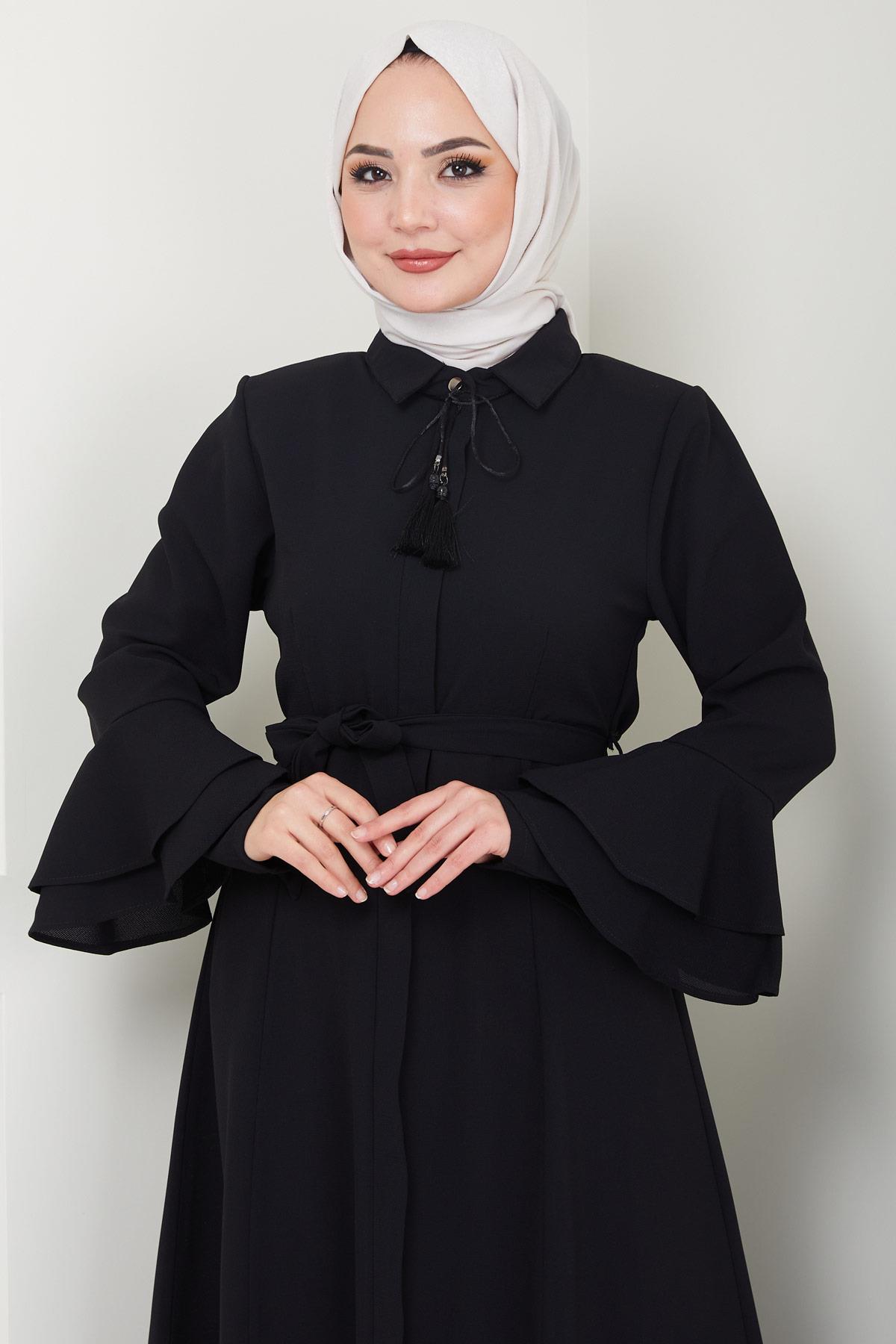 Kolu Volanlı Ferace Siyah HM2393