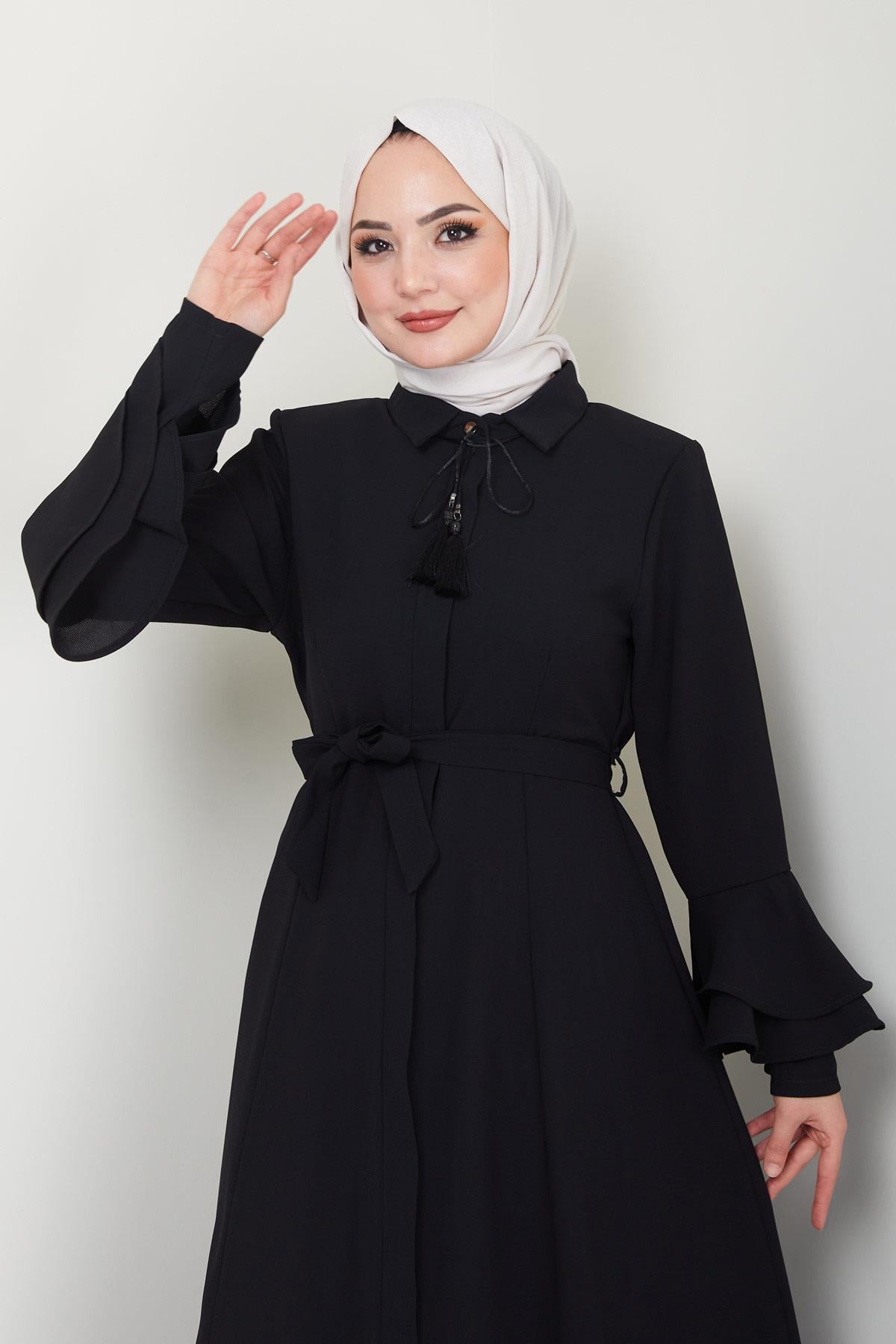 Kolu Volanlı Ferace Siyah HM2393
