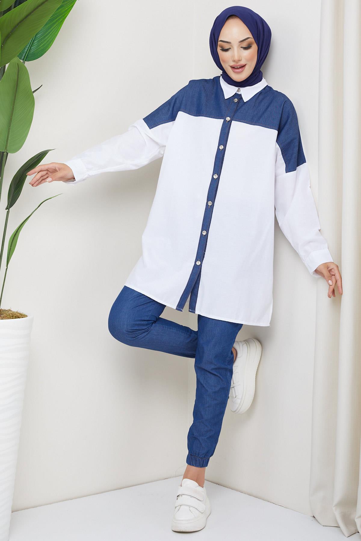 Kot Garnili Tunik Beyaz HM2214