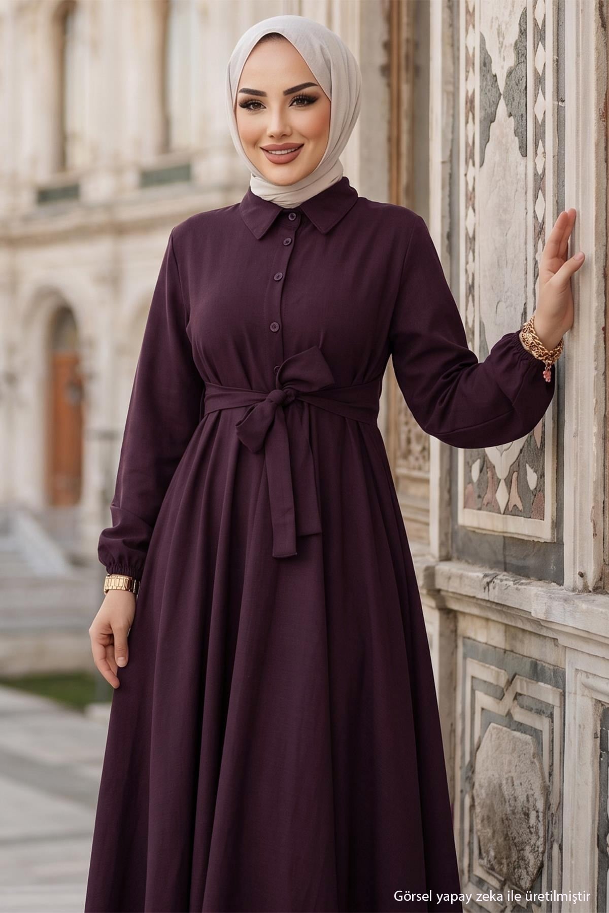 Kuşaklı Mevlana Elbise Mürdüm HM2105