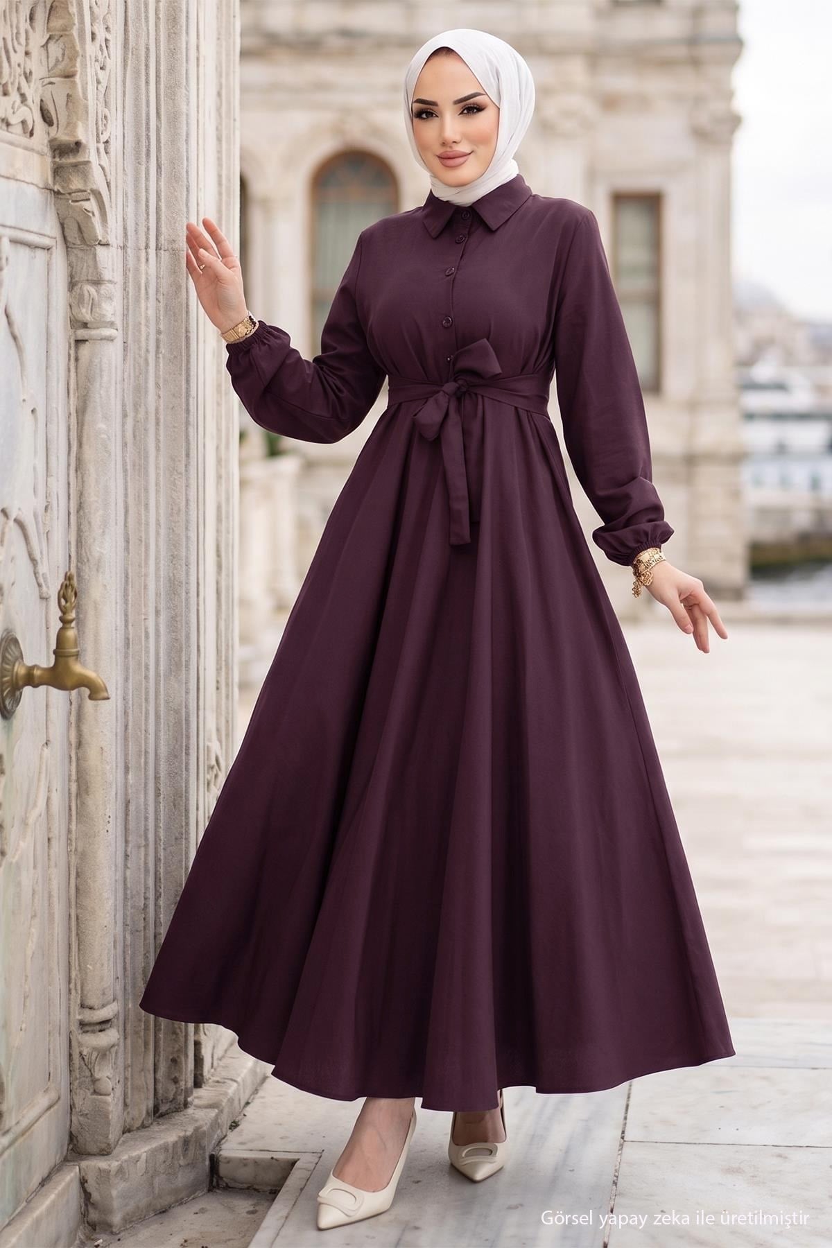 Kuşaklı Mevlana Elbise Mürdüm HM2105
