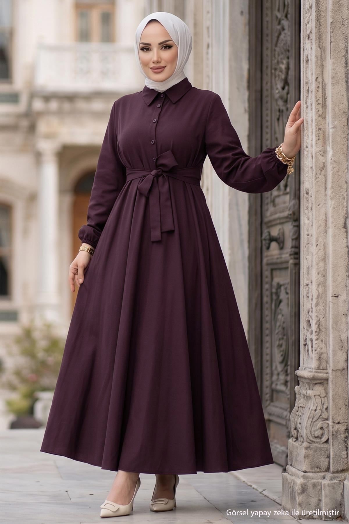 Kuşaklı Mevlana Elbise Mürdüm HM2105