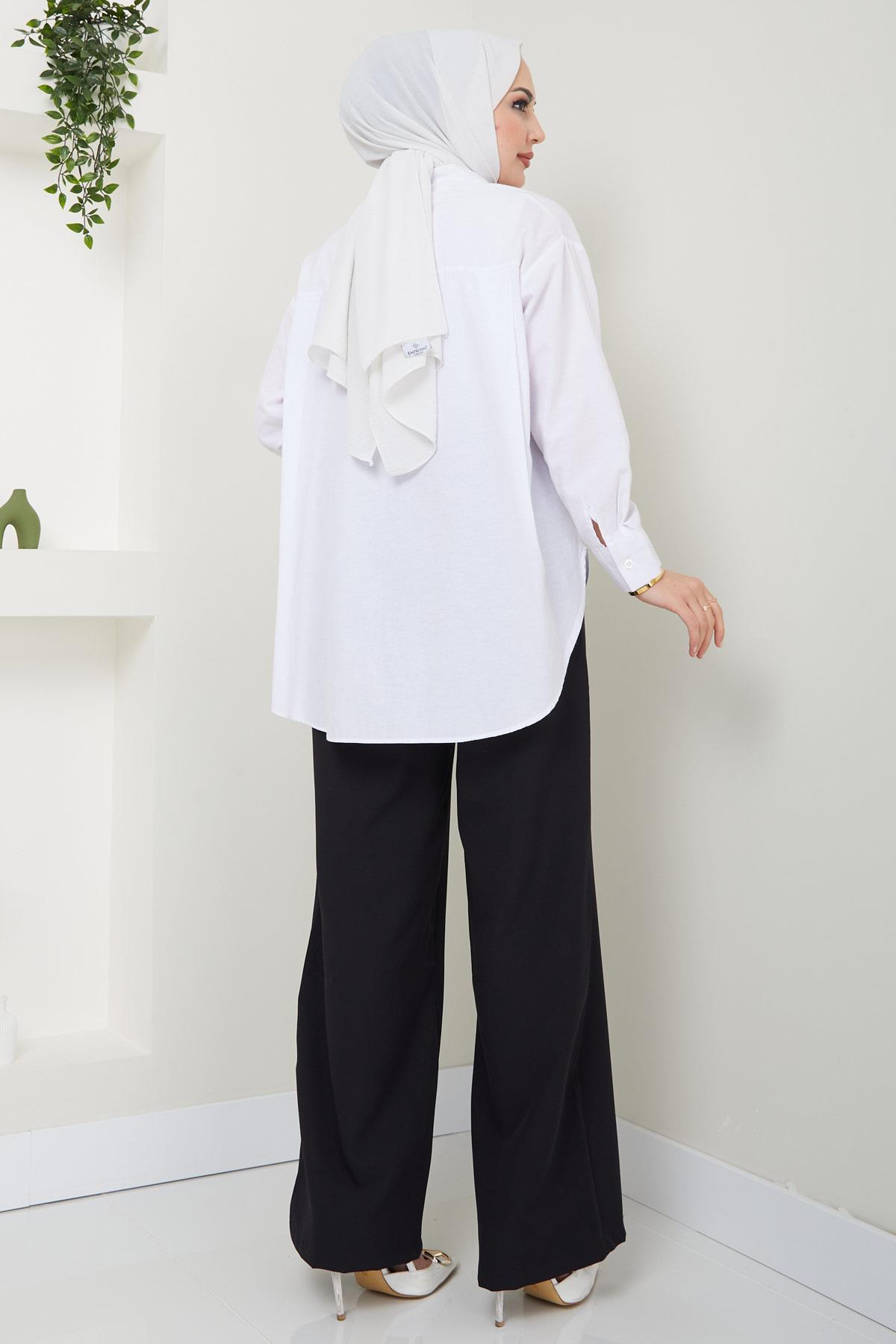 Kuşgözü Detaylı Bağcıklı Pantolon Siyah HM2431