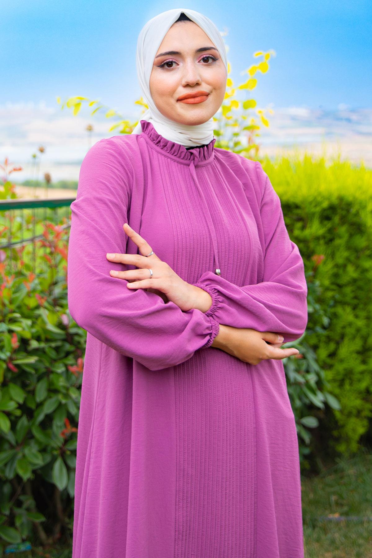Nervürlü Büyük Beden Gül Kurusu Tunik