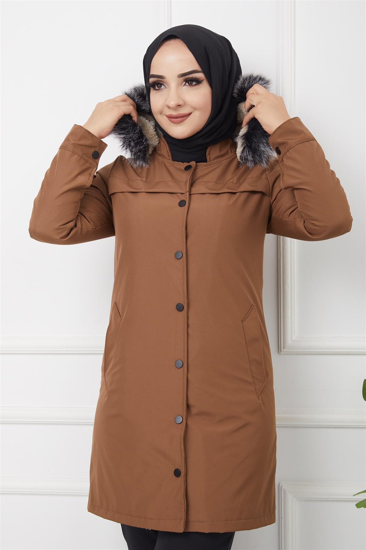 Önü Çıtçıtlı Bonik Mont Kahve