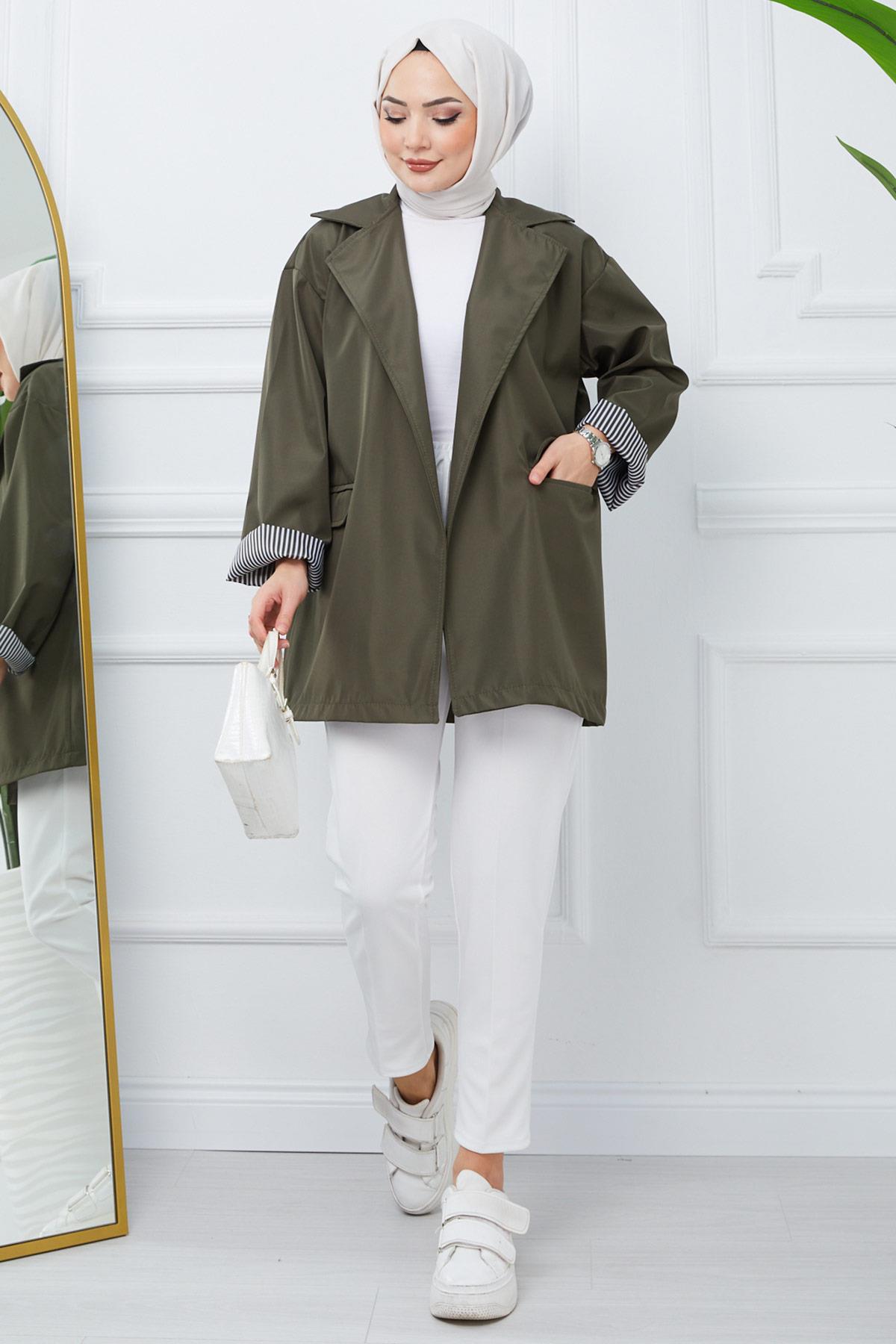Oversize Bondit Ceket Haki HM2333