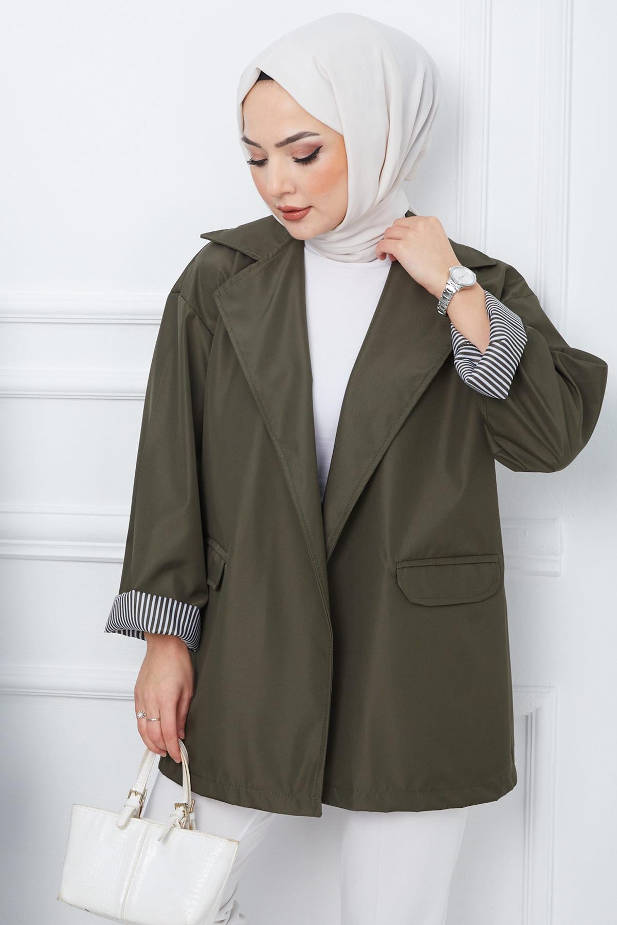 Oversize Bondit Ceket Haki HM2333