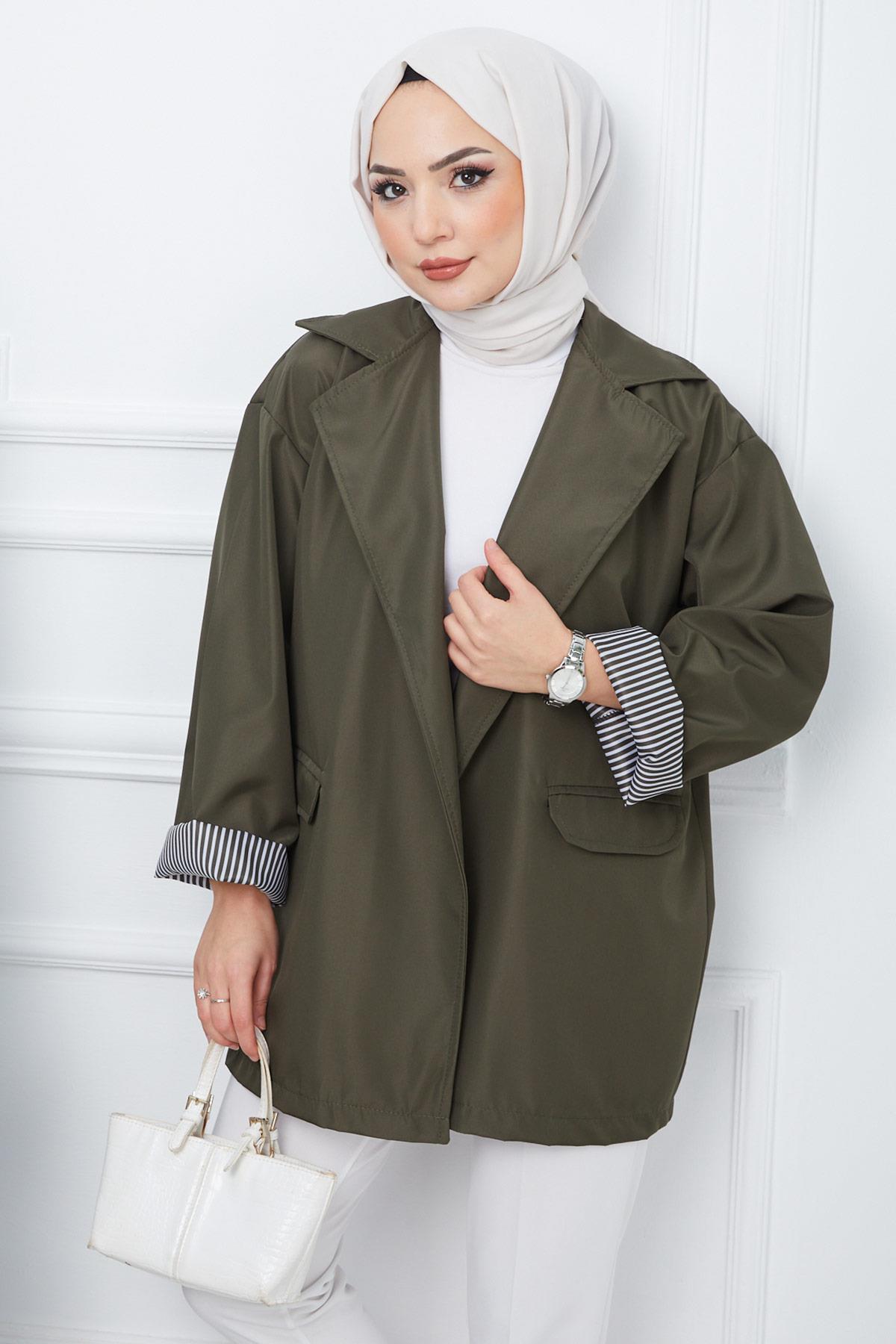 Oversize Bondit Ceket Haki HM2333