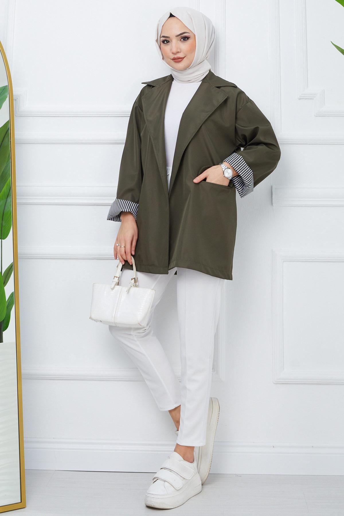 Oversize Bondit Ceket Haki HM2333