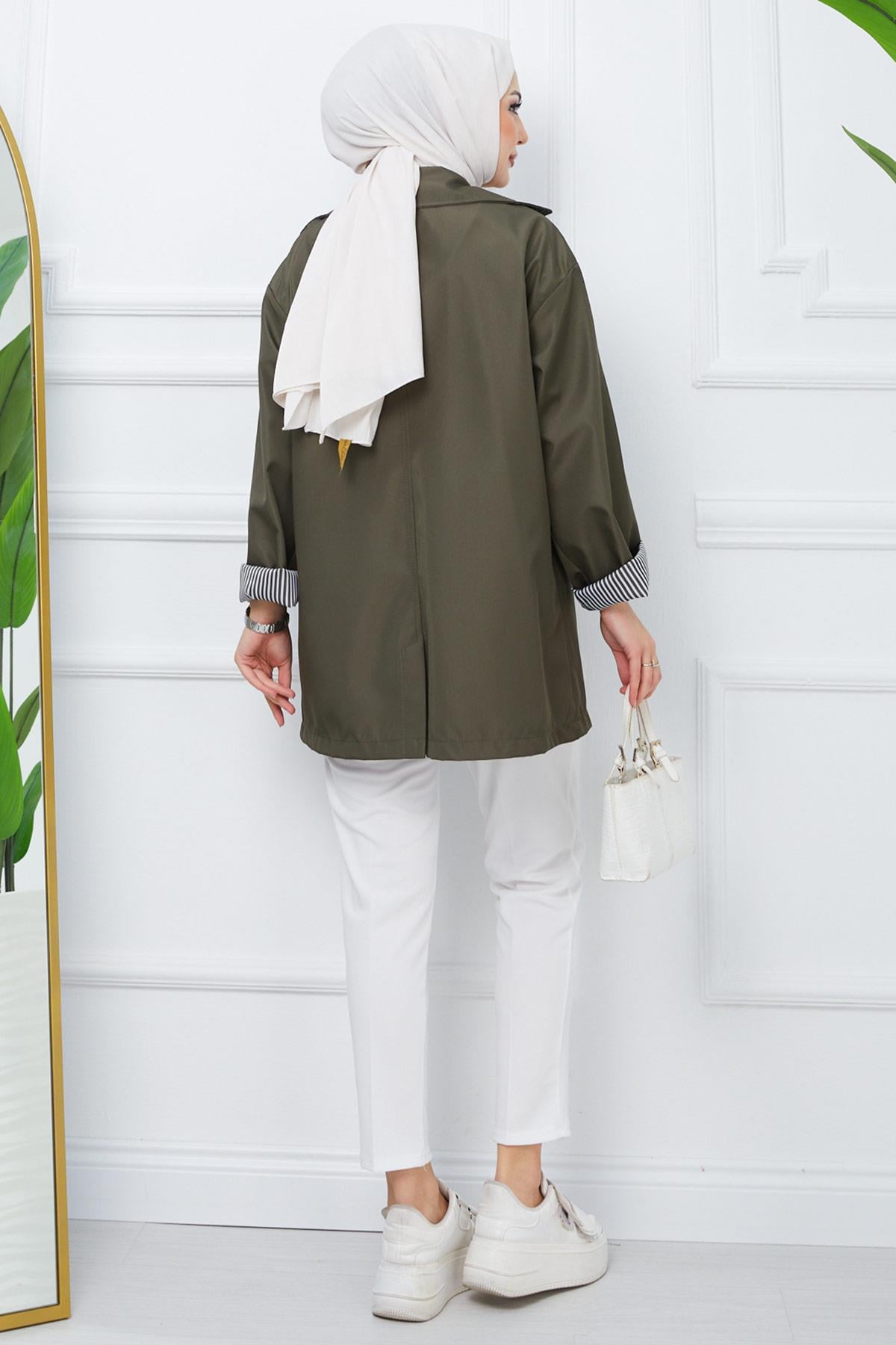 Oversize Bondit Ceket Haki HM2333