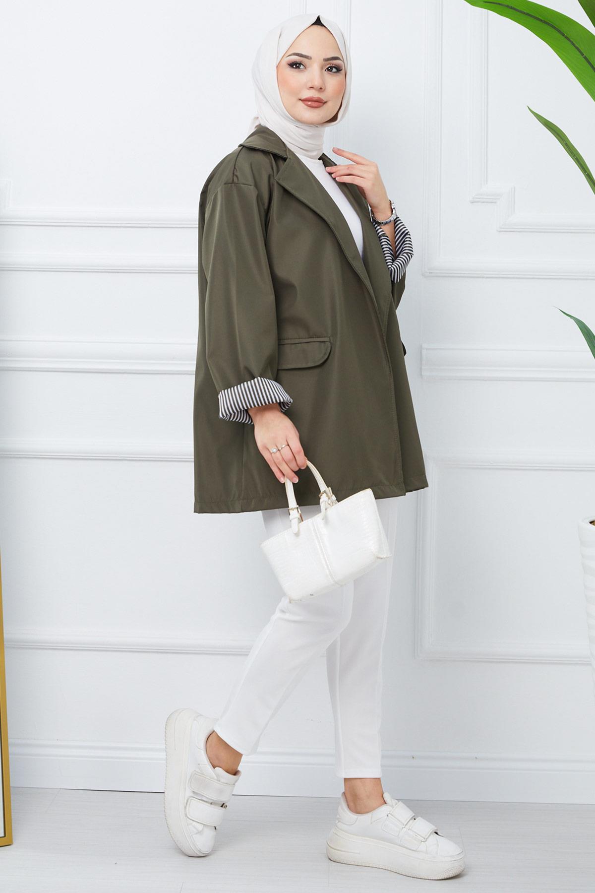Oversize Bondit Ceket Haki HM2333