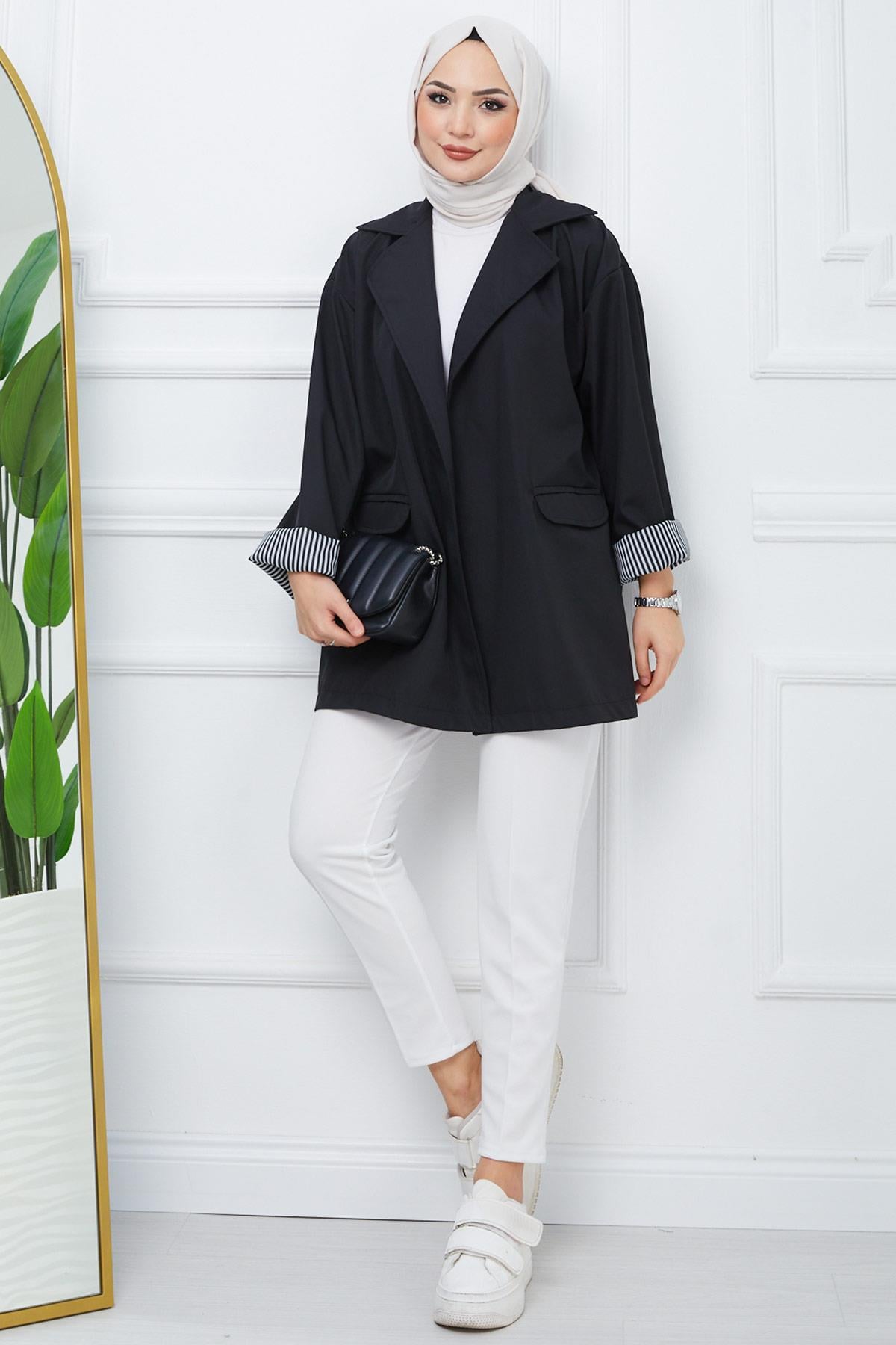 Oversize Bondit Ceket Siyah HM2333